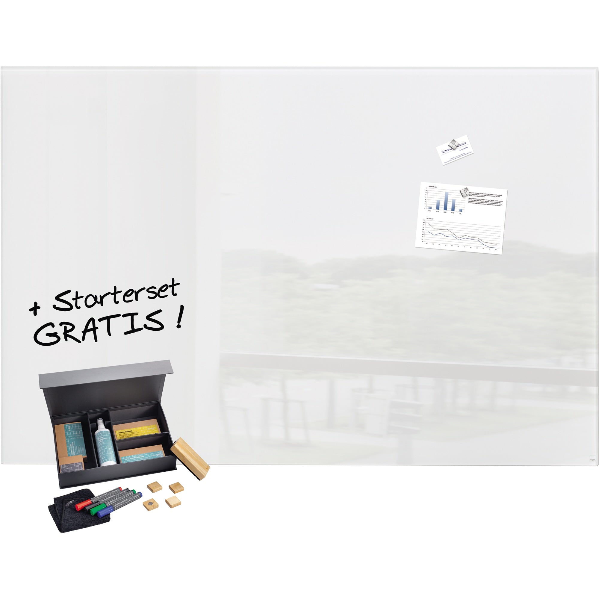 Sigel Whiteboard Artverum Bundle GL220 + Zugabe