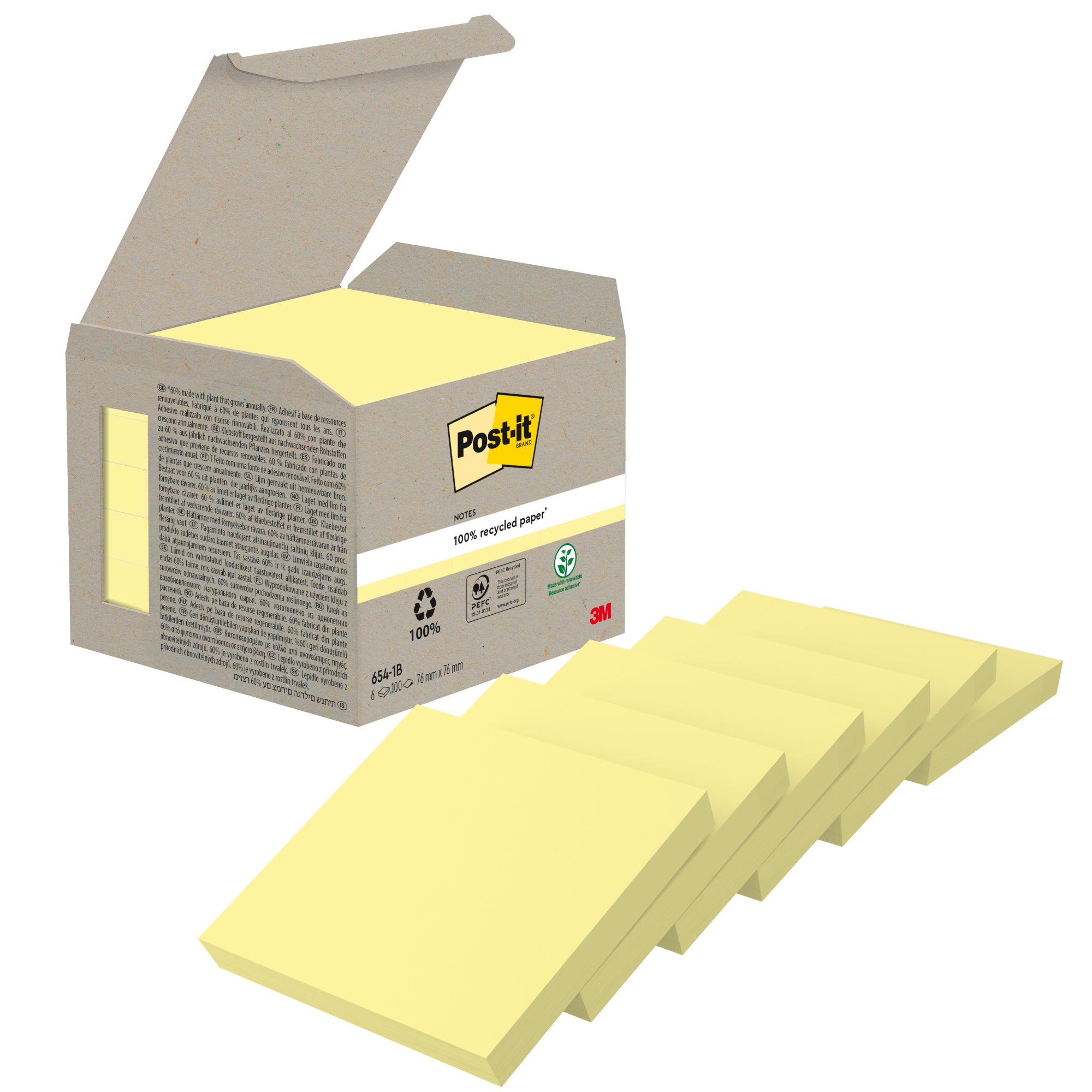 Post-it Haftnotiz Recycling 76x76mm ge 6St