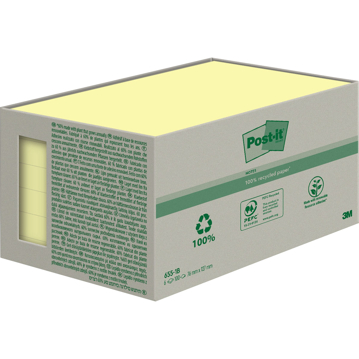 Post-it Haftnotiz  Notes 127x76mm ge 6x100Bl