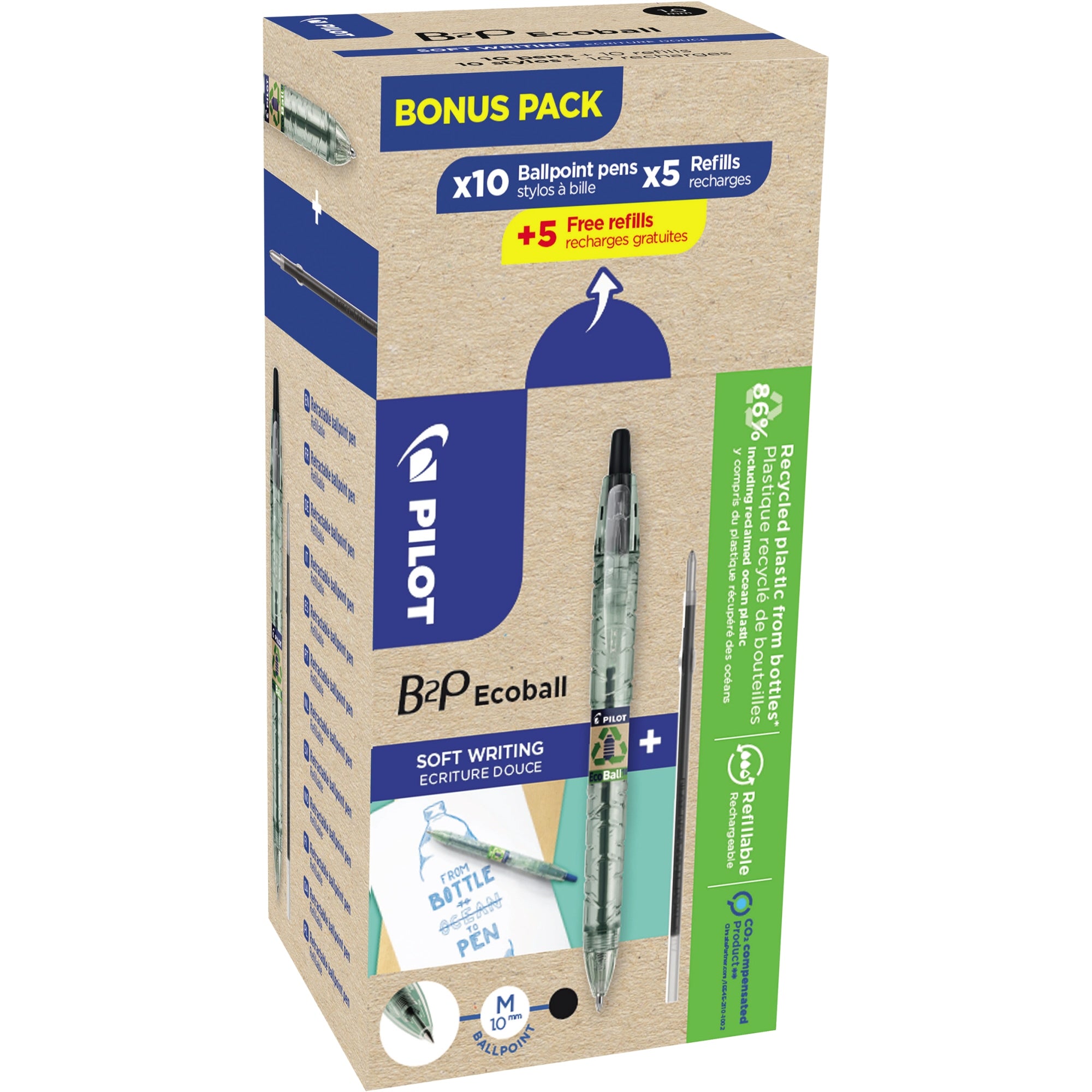 Pilot Kugelschreiber Bottle 2 Pen Ecoball & Minen Bonuspack 10+10