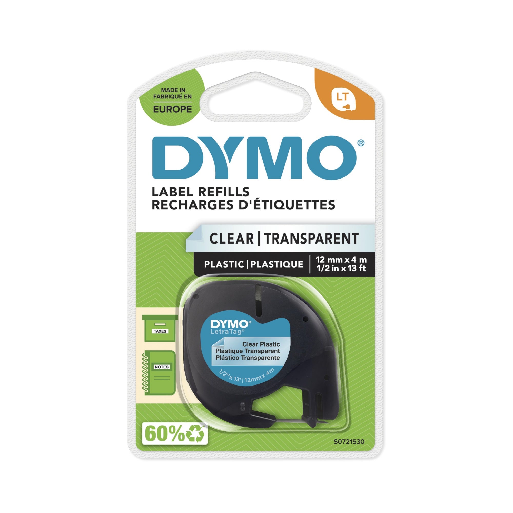 Dymo Schriftbandkassette, 12 mm x 4 m (B x L)