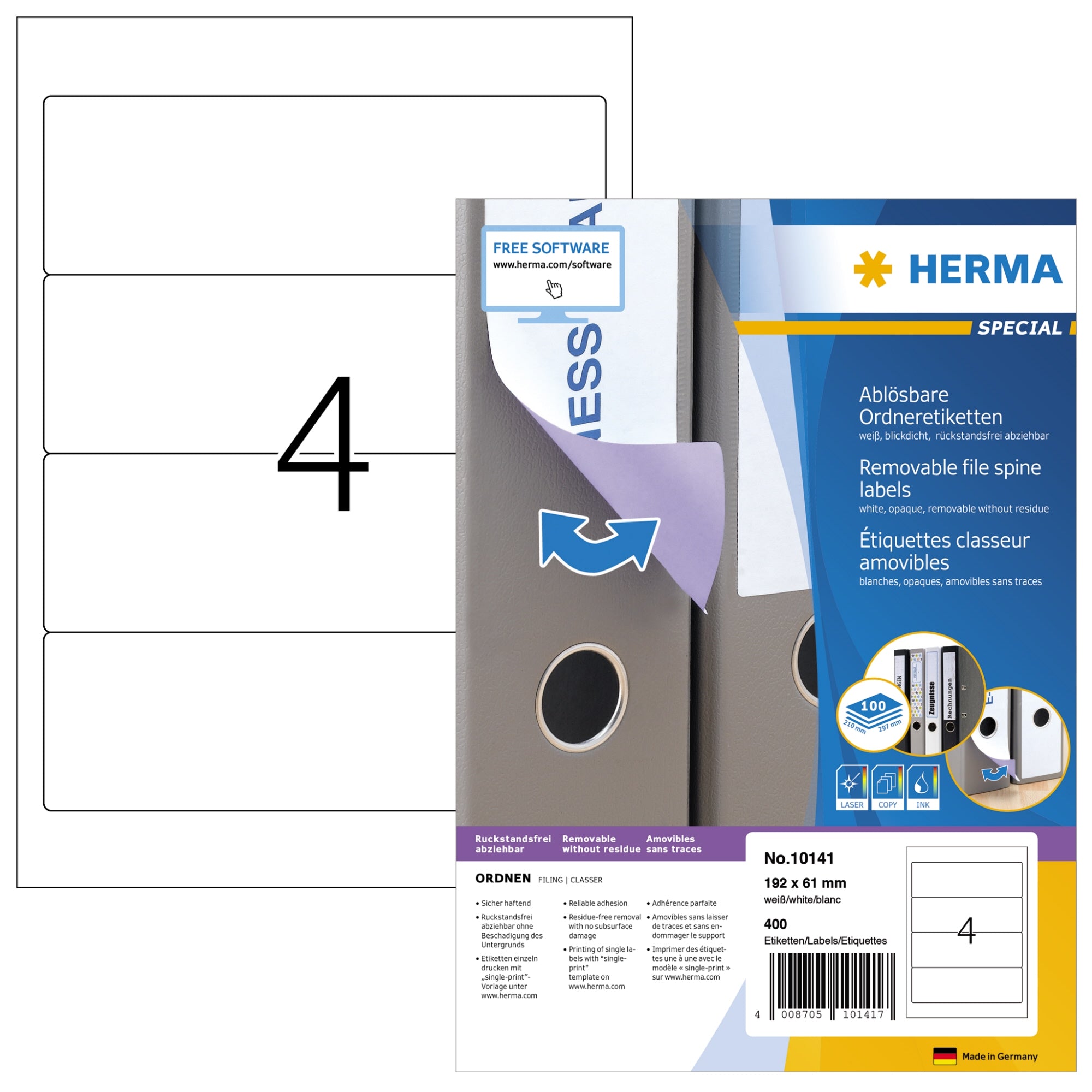 Herma Ordnerrückenetikett, 61 x 192 mm (B x H)