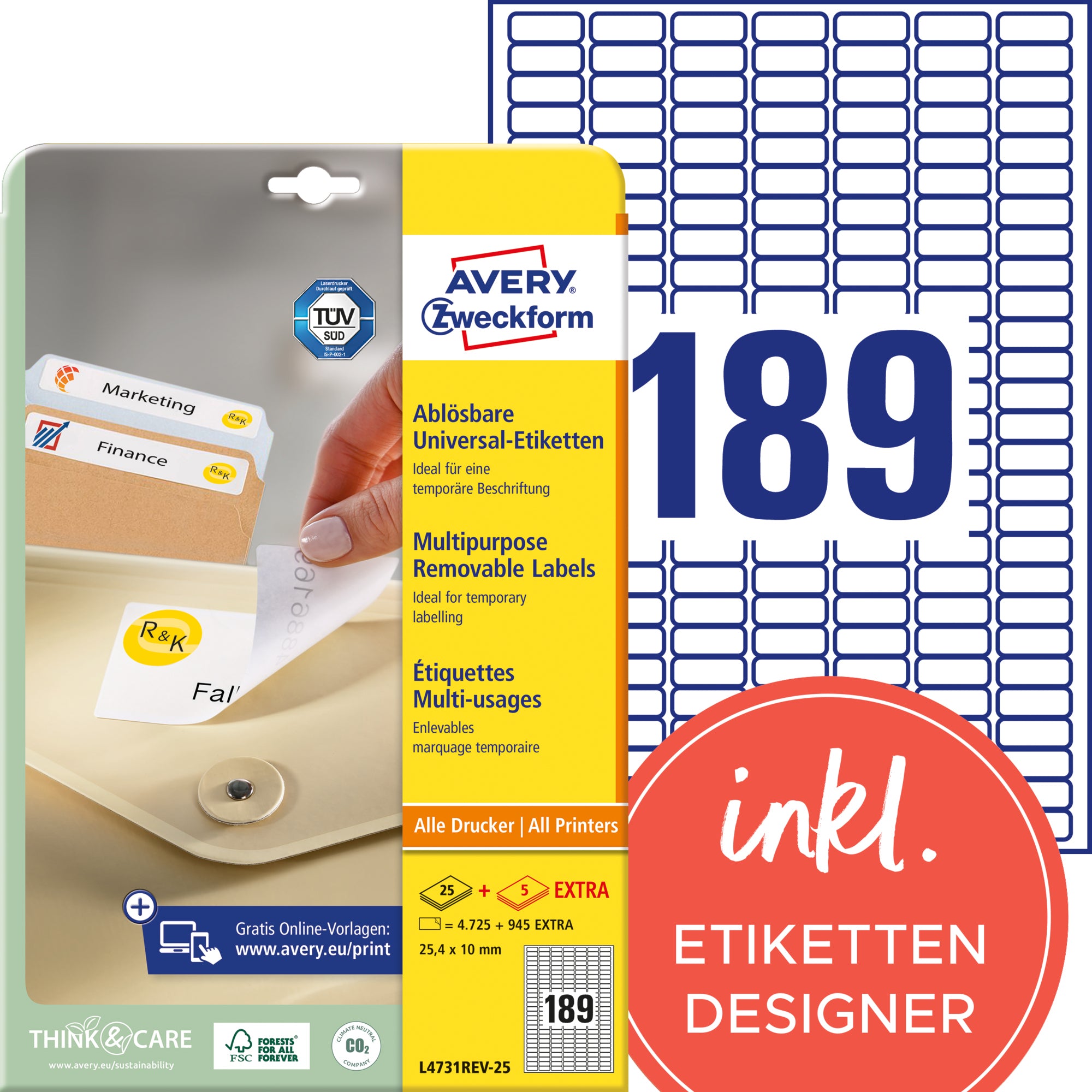 Avery Universaletikett, weiß