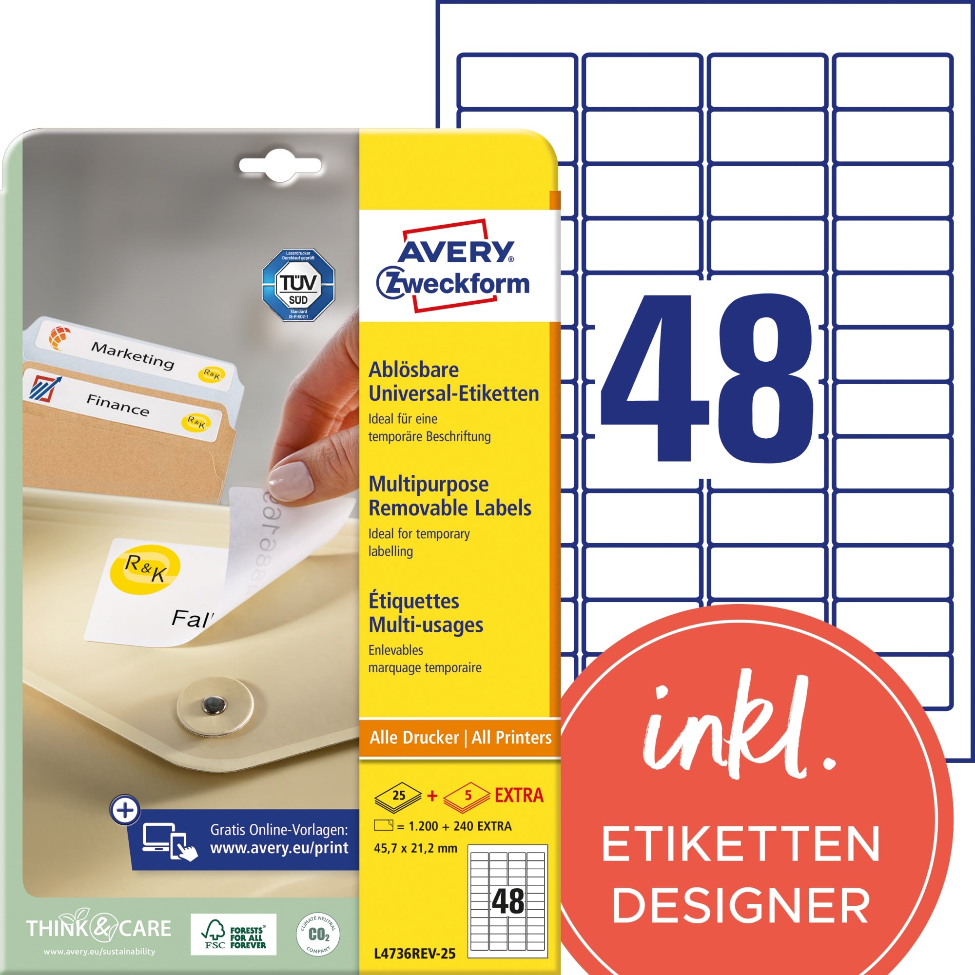 Avery Universaletikett, weiß