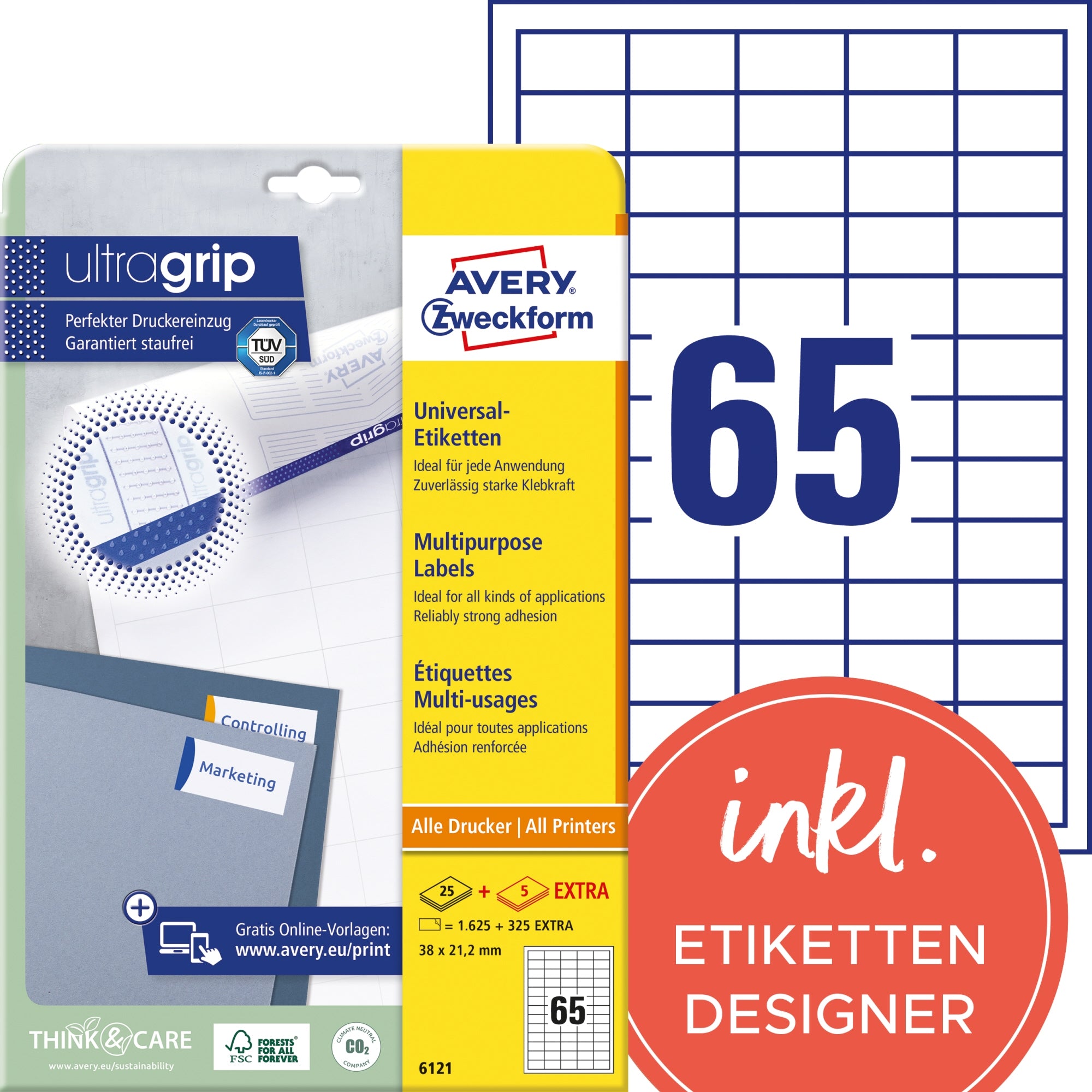 Avery Universaletikett ultragrip