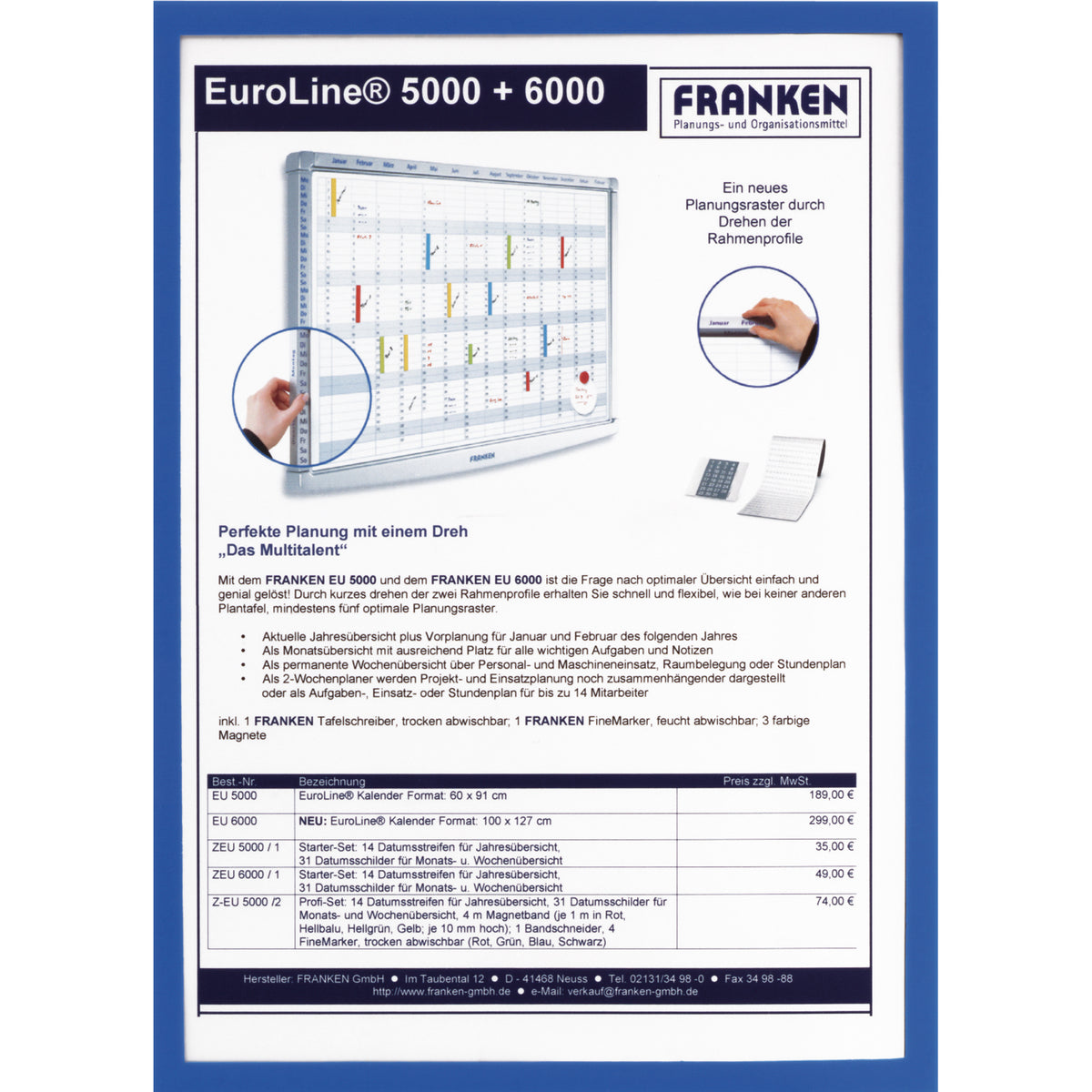 Franken Dokumentenhalter Frame It X-tra Line DIN A4 bl