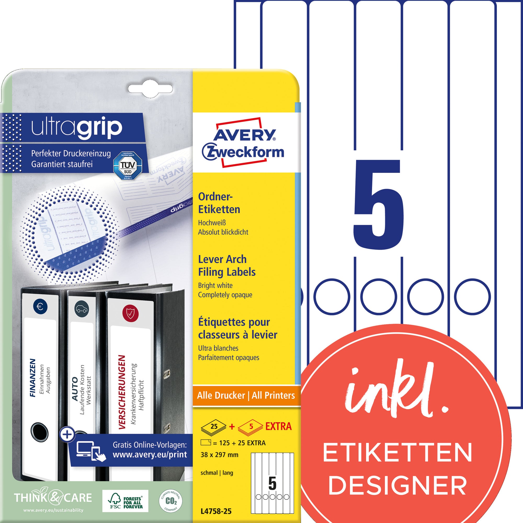 Avery Ordnerrückenetikett ultragrip