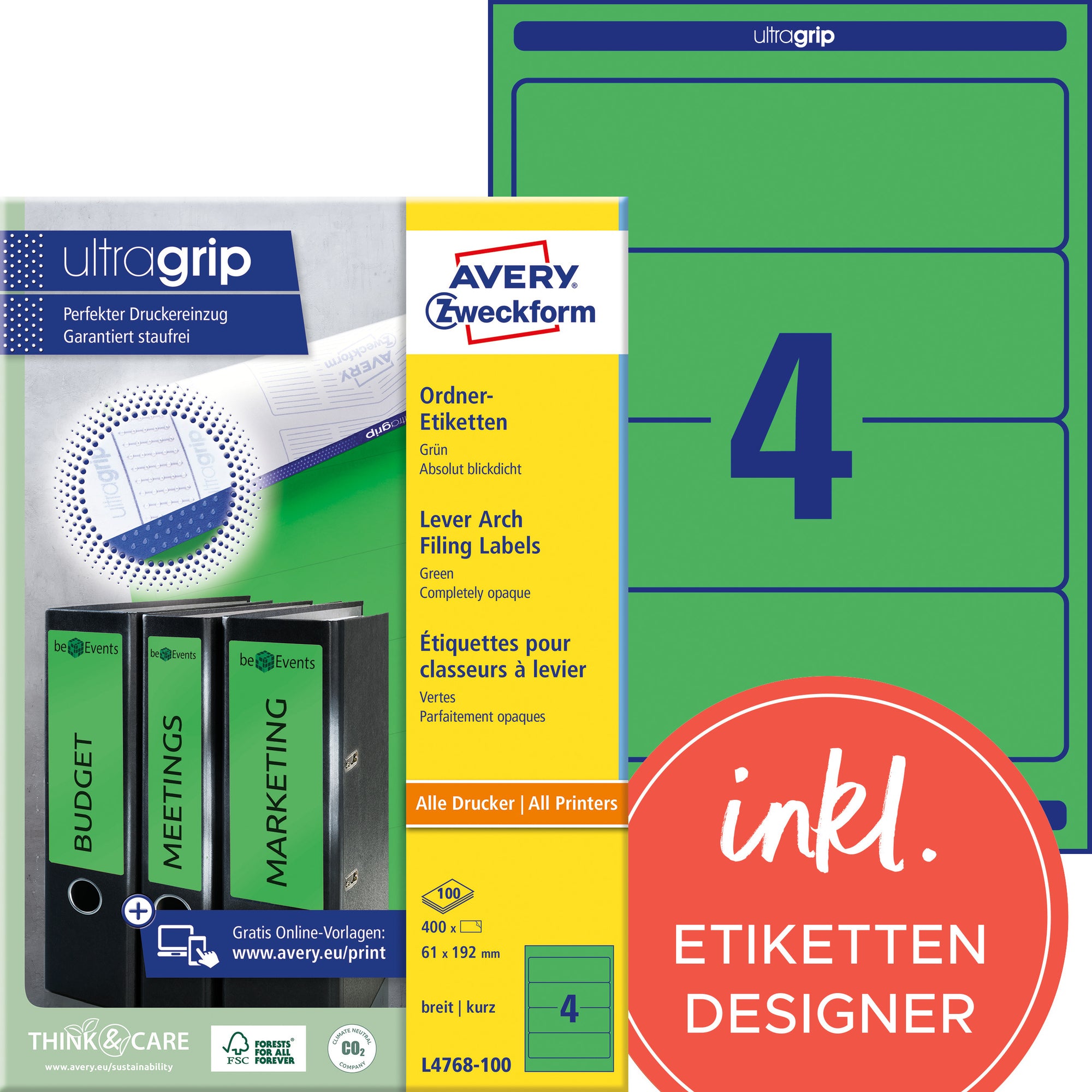 Avery Ordnerrückenetikett ultragrip