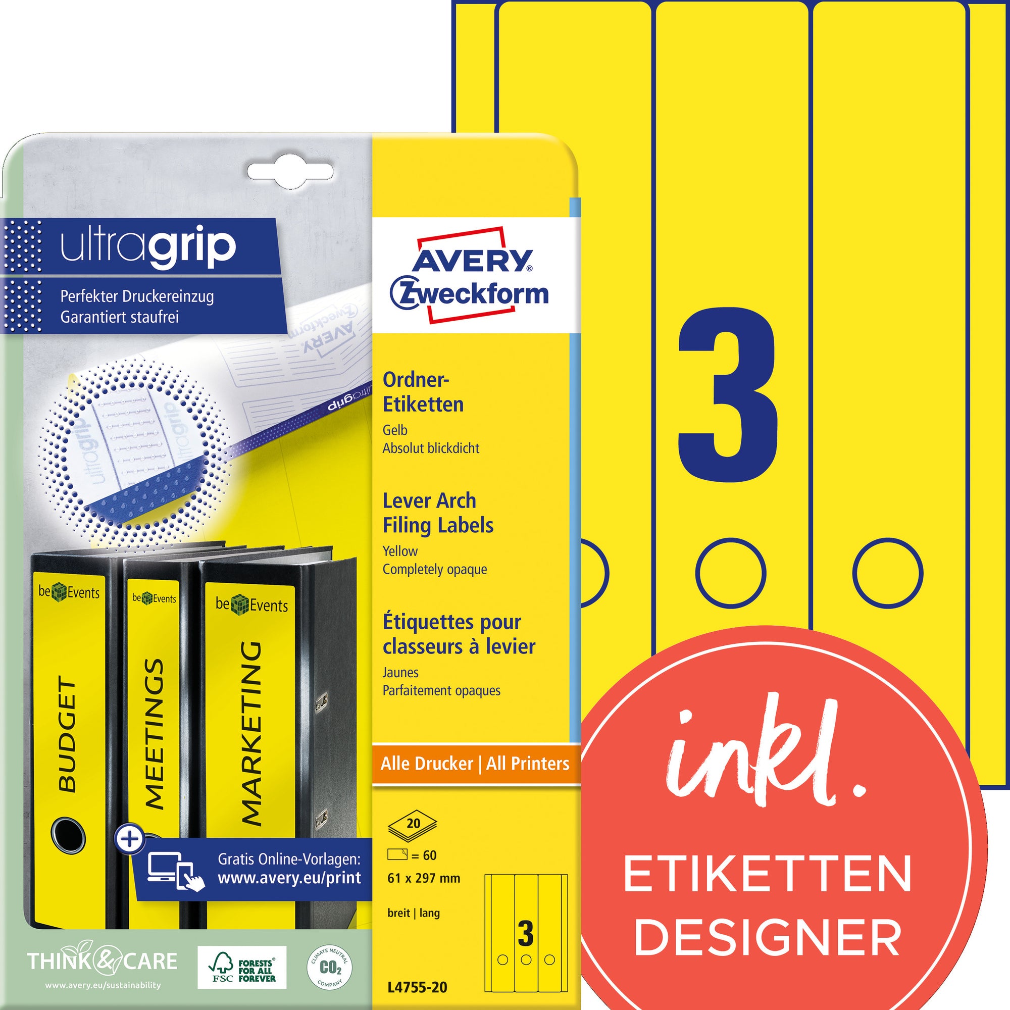 Avery Ordnerrückenetikett ultragrip