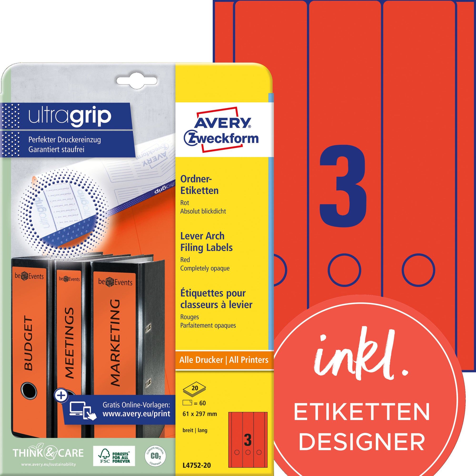 Avery Ordnerrückenetikett ultragrip