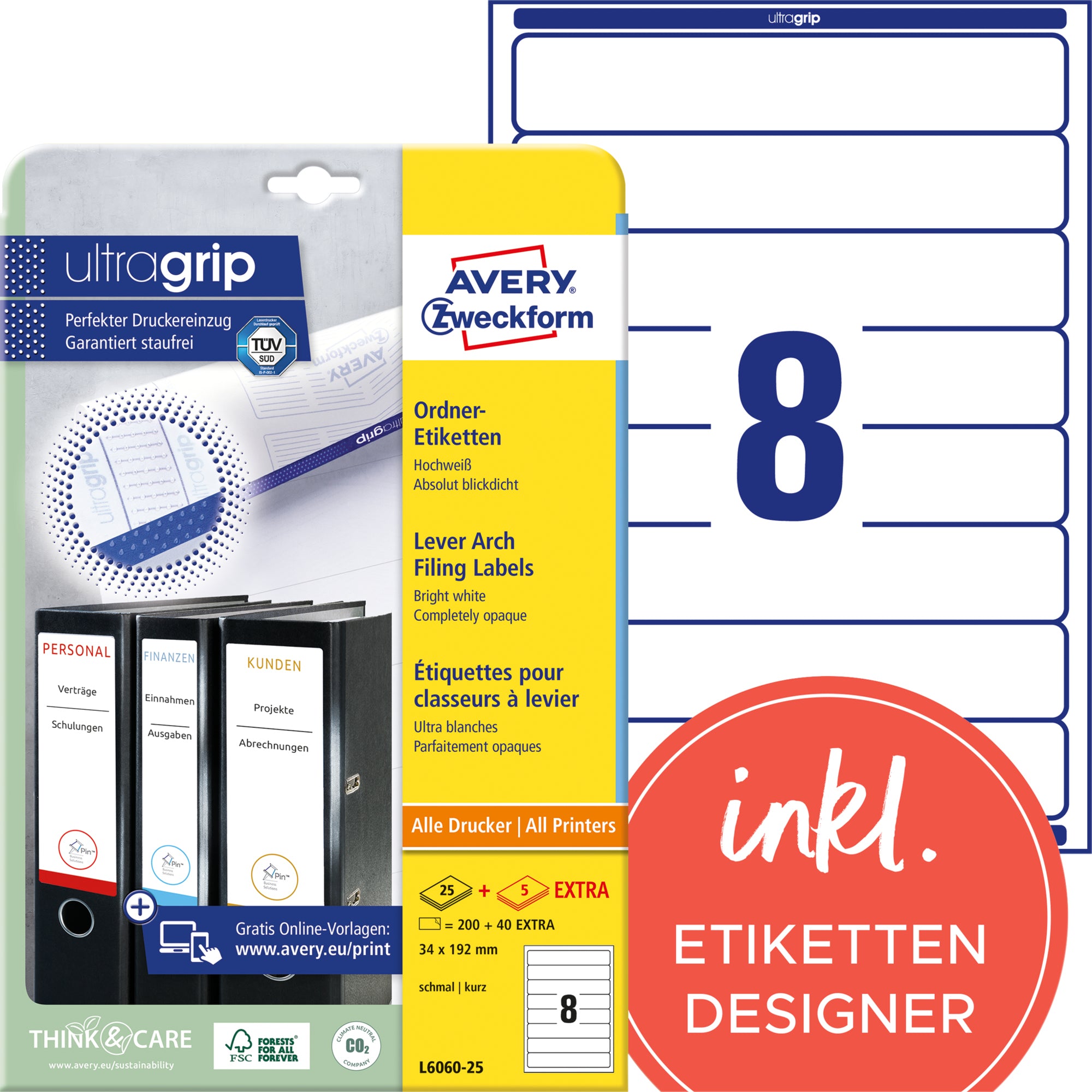 Avery Ordnerrückenetikett ultragrip
