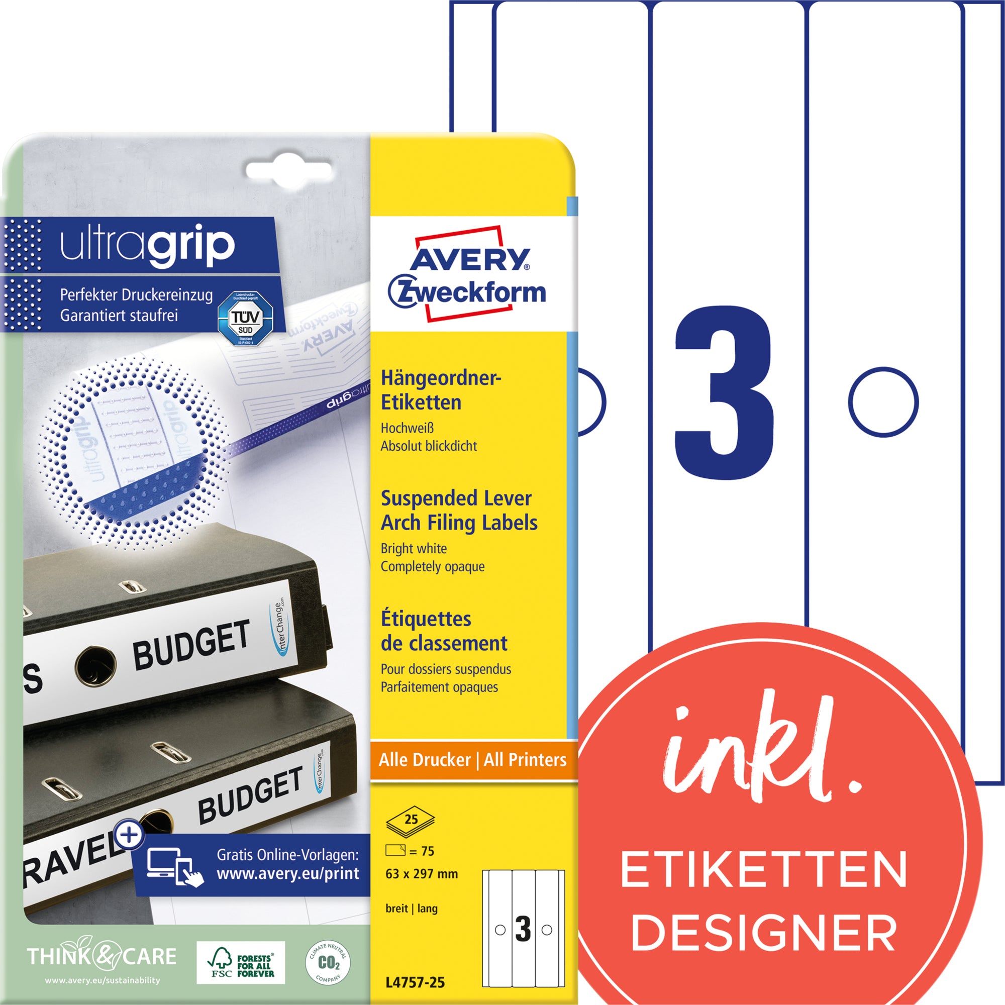 Avery Ordnerrückenetikett ultragrip
