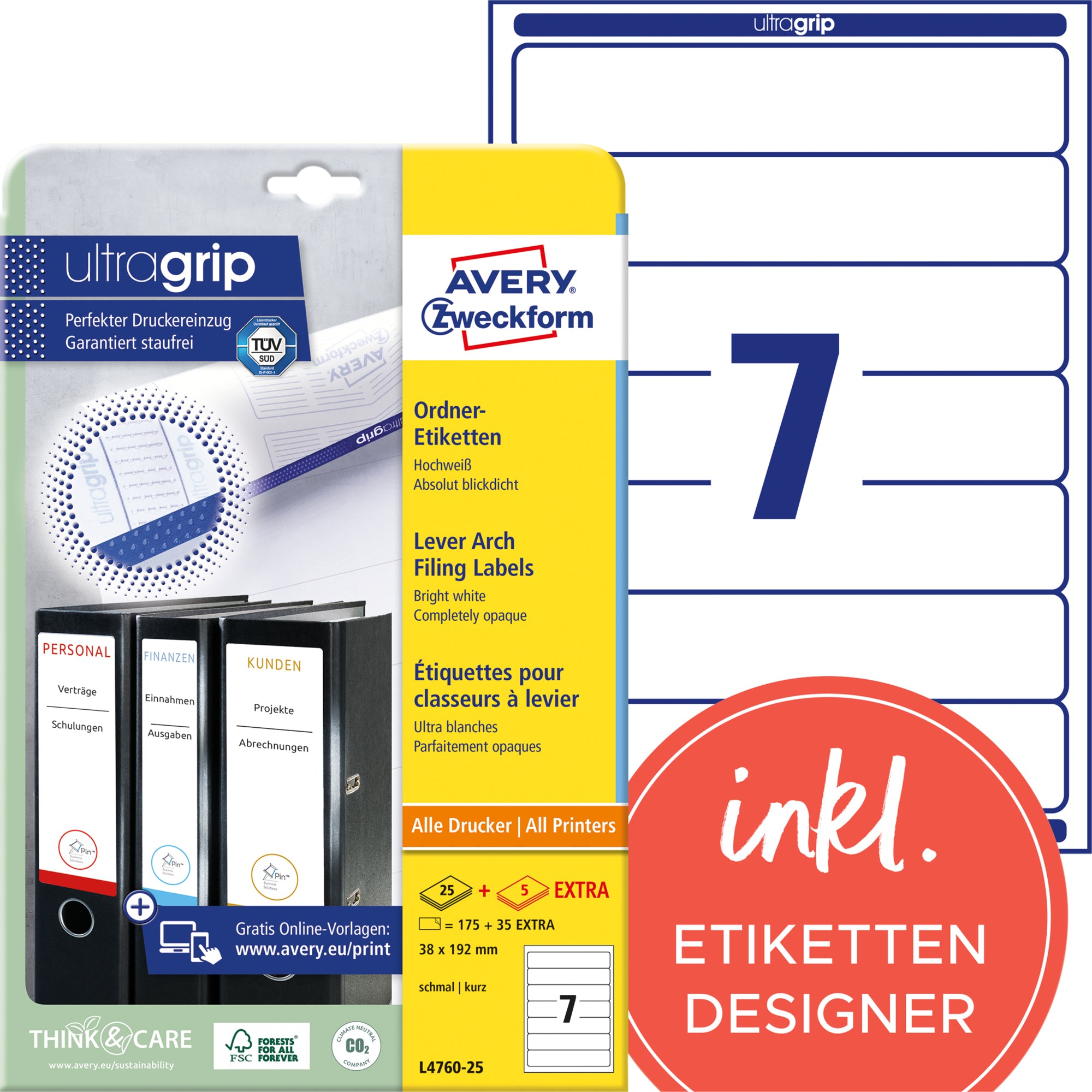 Avery Ordnerrückenetikett ultragrip