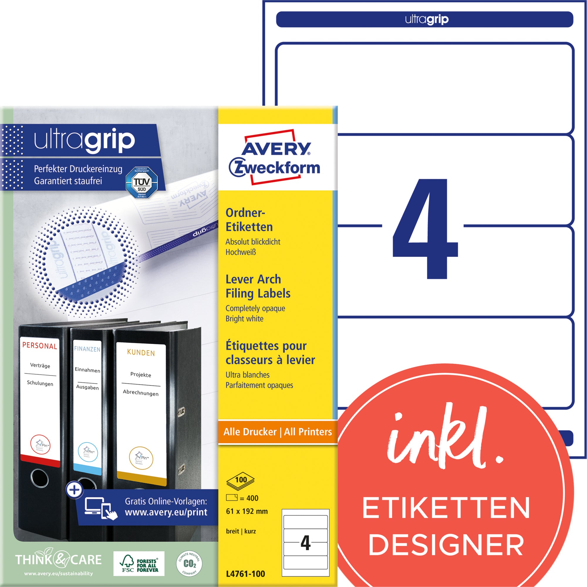 Avery Ordnerrückenetikett ultragrip