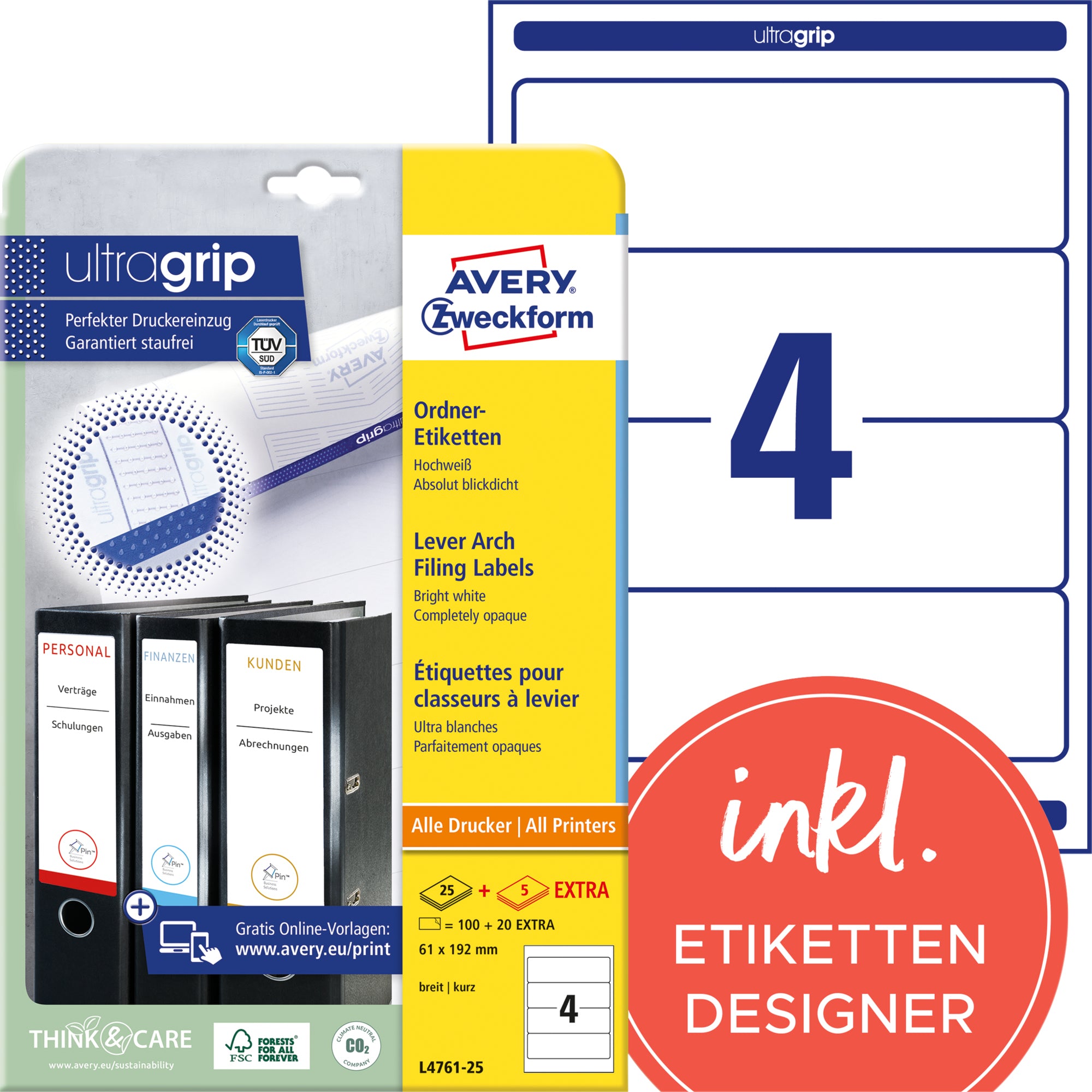 Avery Ordnerrückenetikett ultragrip