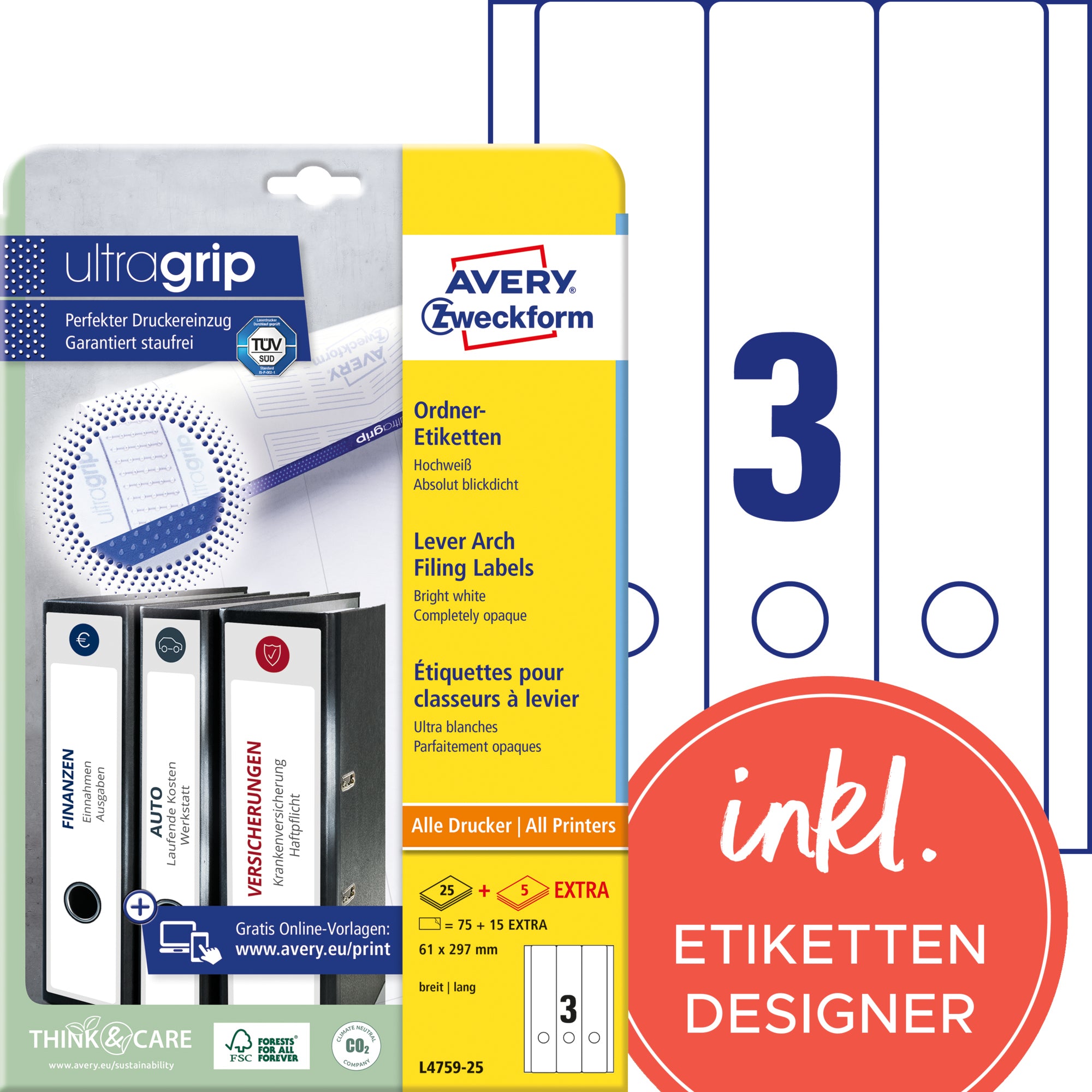 Avery Ordnerrückenetikett ultragrip