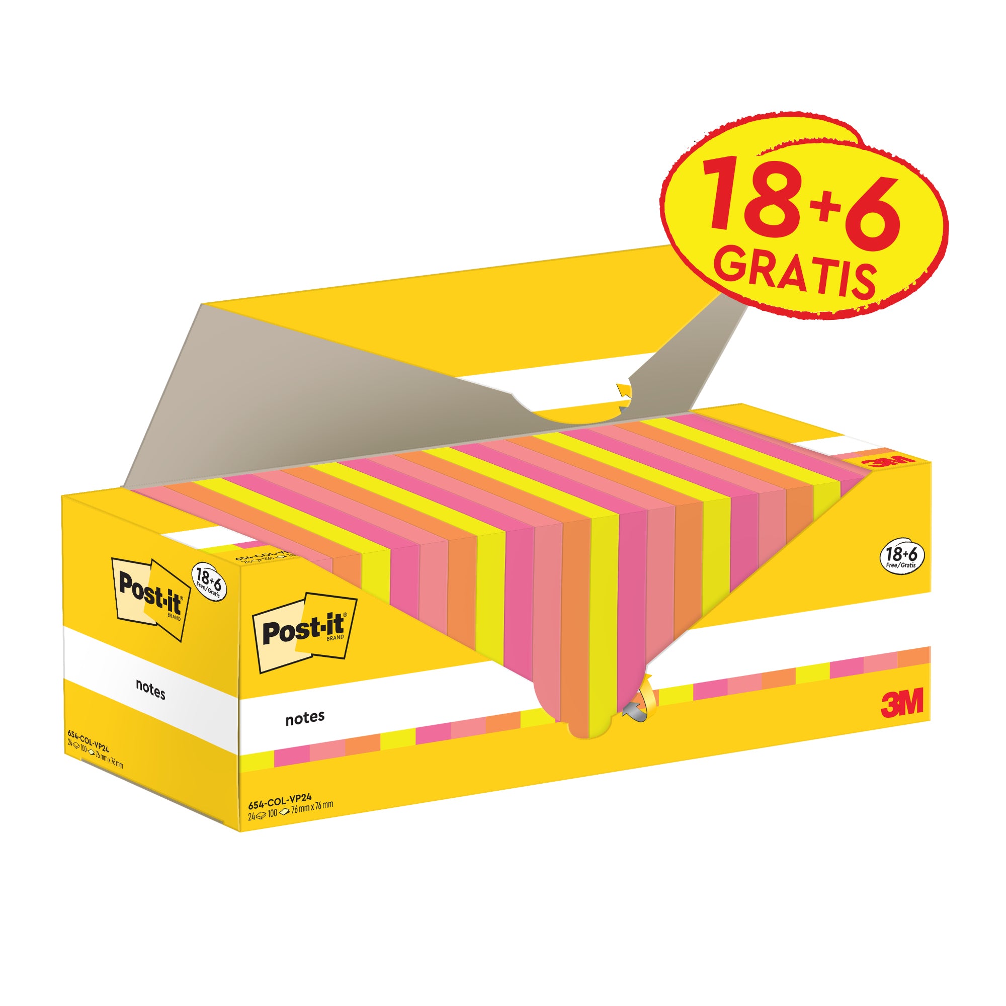 Post-it Haftnotiz Notes 76x76mm sort 24St