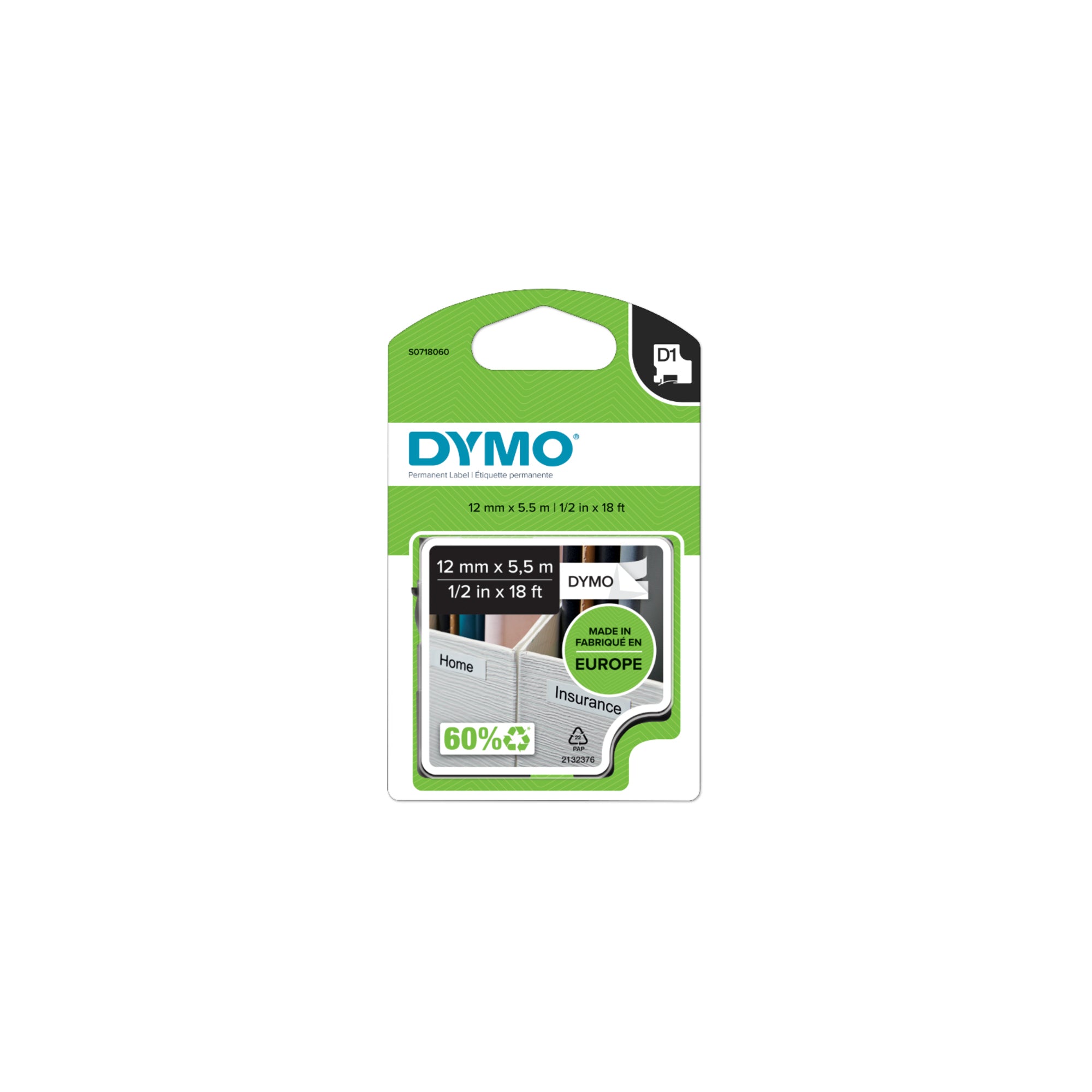 Dymo Schriftbandkassette, 12 mm x 5,5 m (B x L)