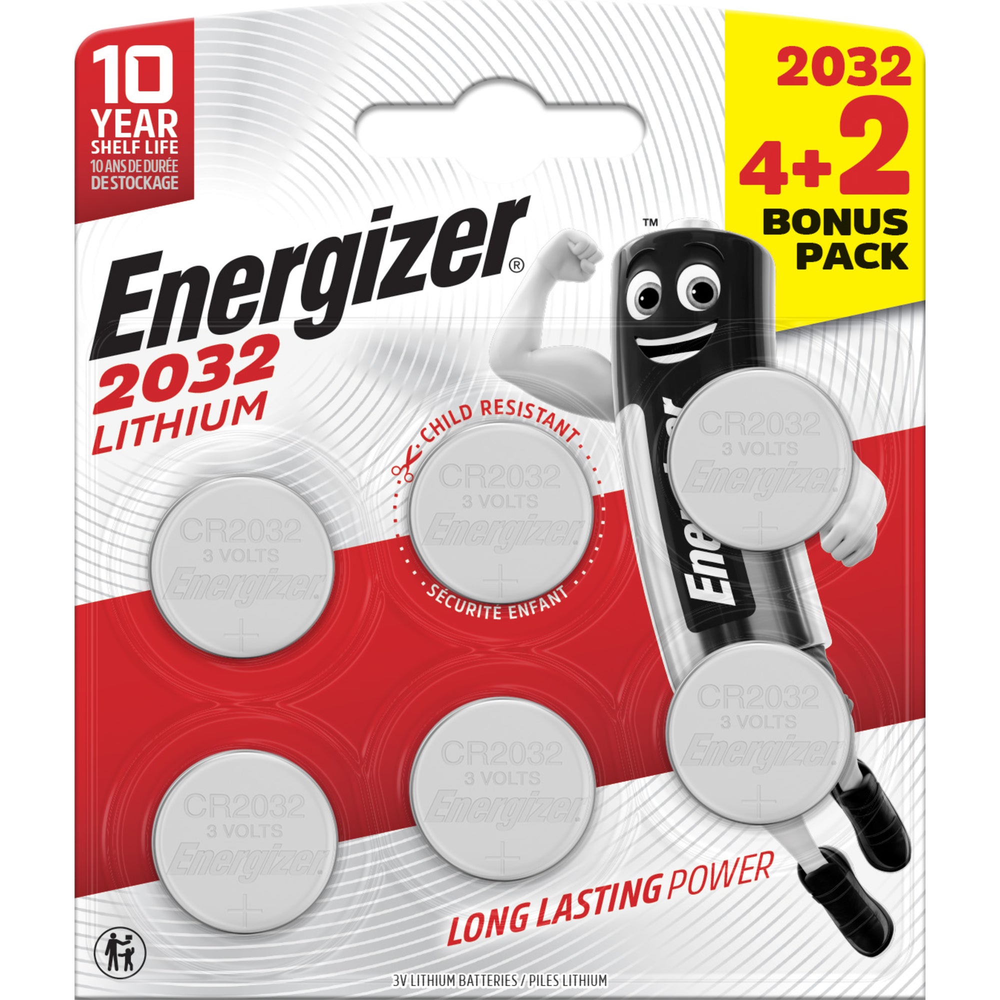 Energizer Knopfzelle 2032 Lithium 4+2St.