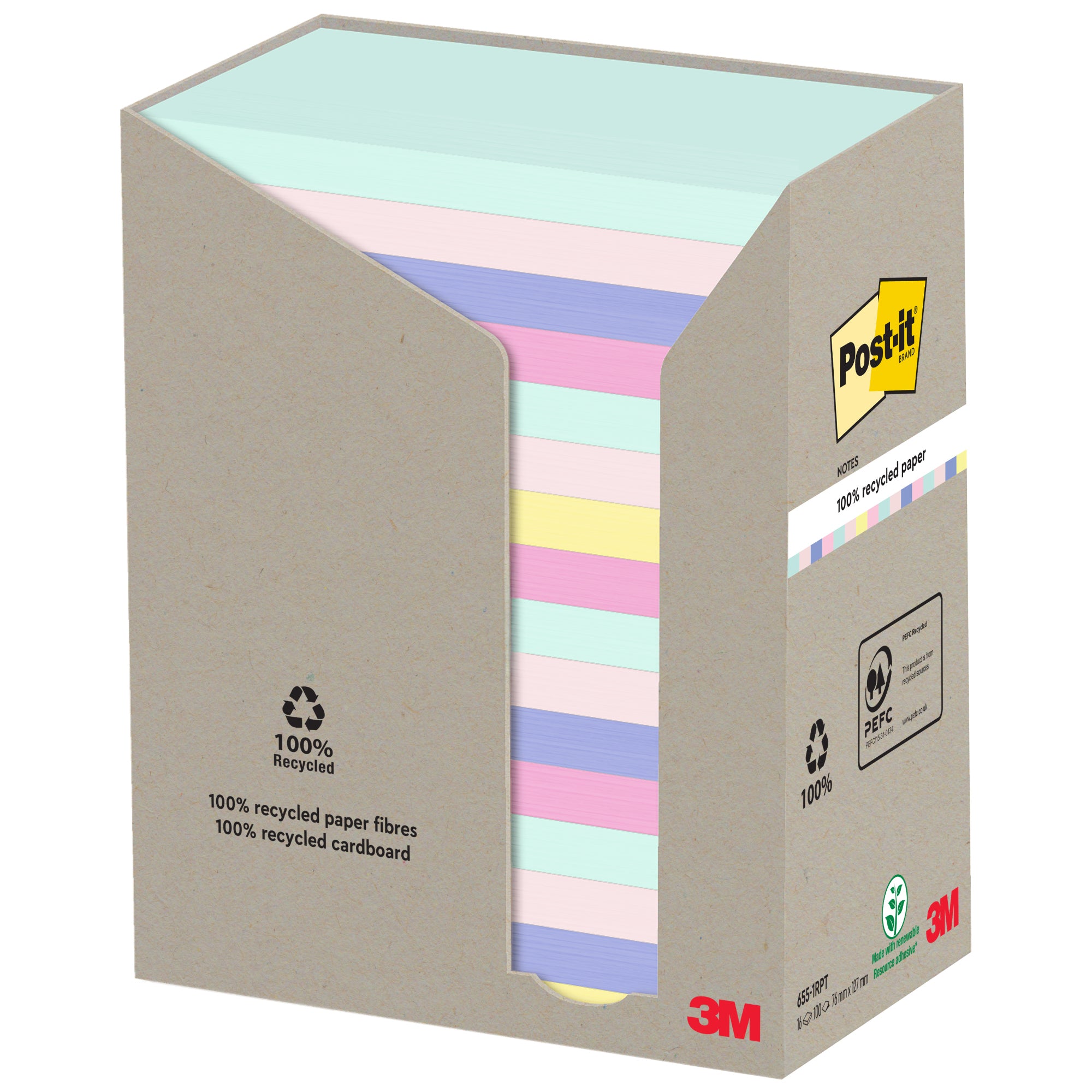 Post-it Haftnotiz Recycling Notes Tower Pastell Rainbow