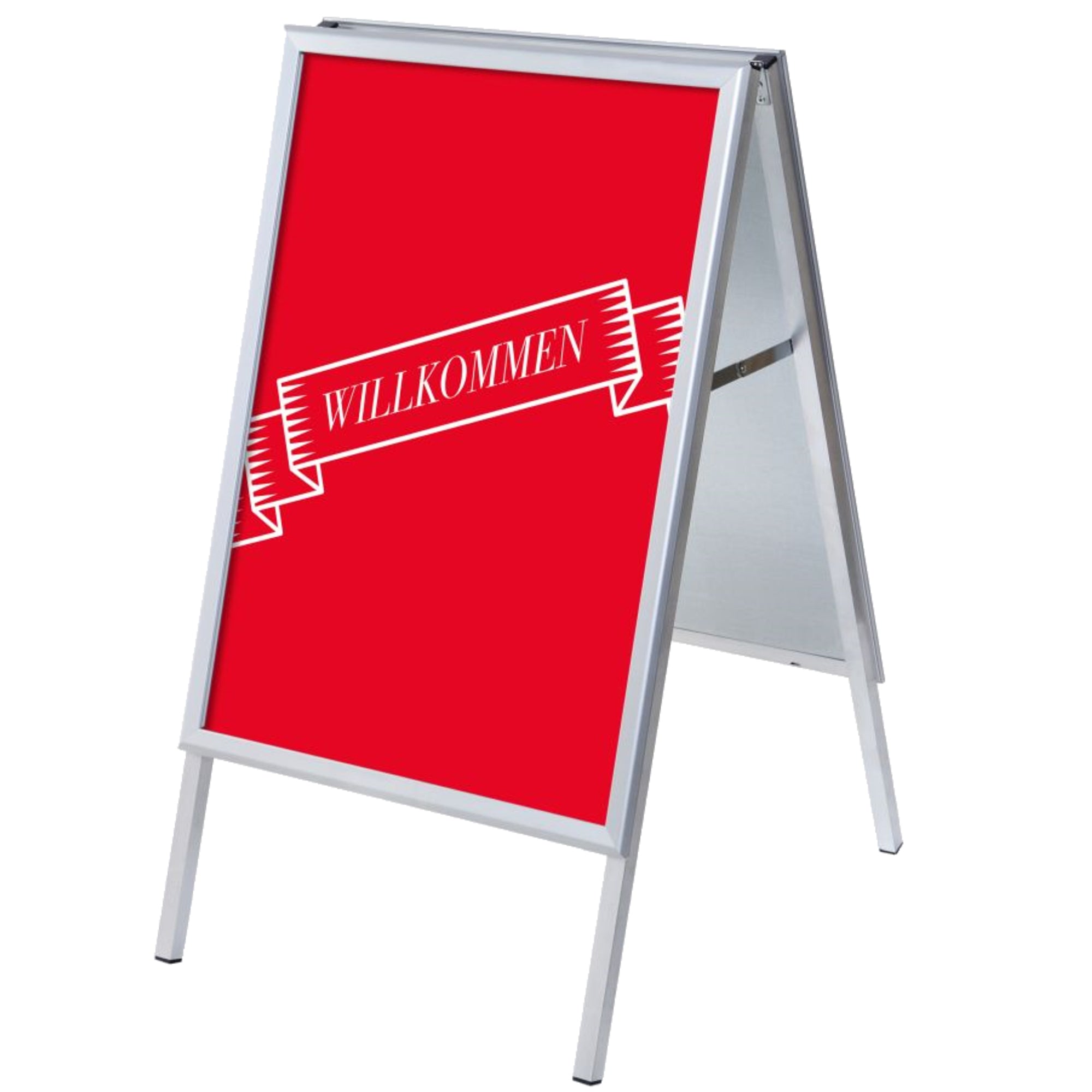 Showdown Kundenstopper A1 Set Willkommen rt deutsch