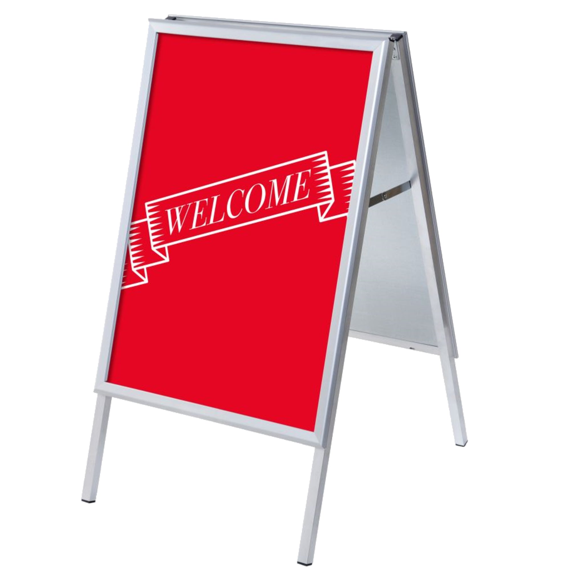 Showdown Kundenstopper A1 Set Willkommen rt engl