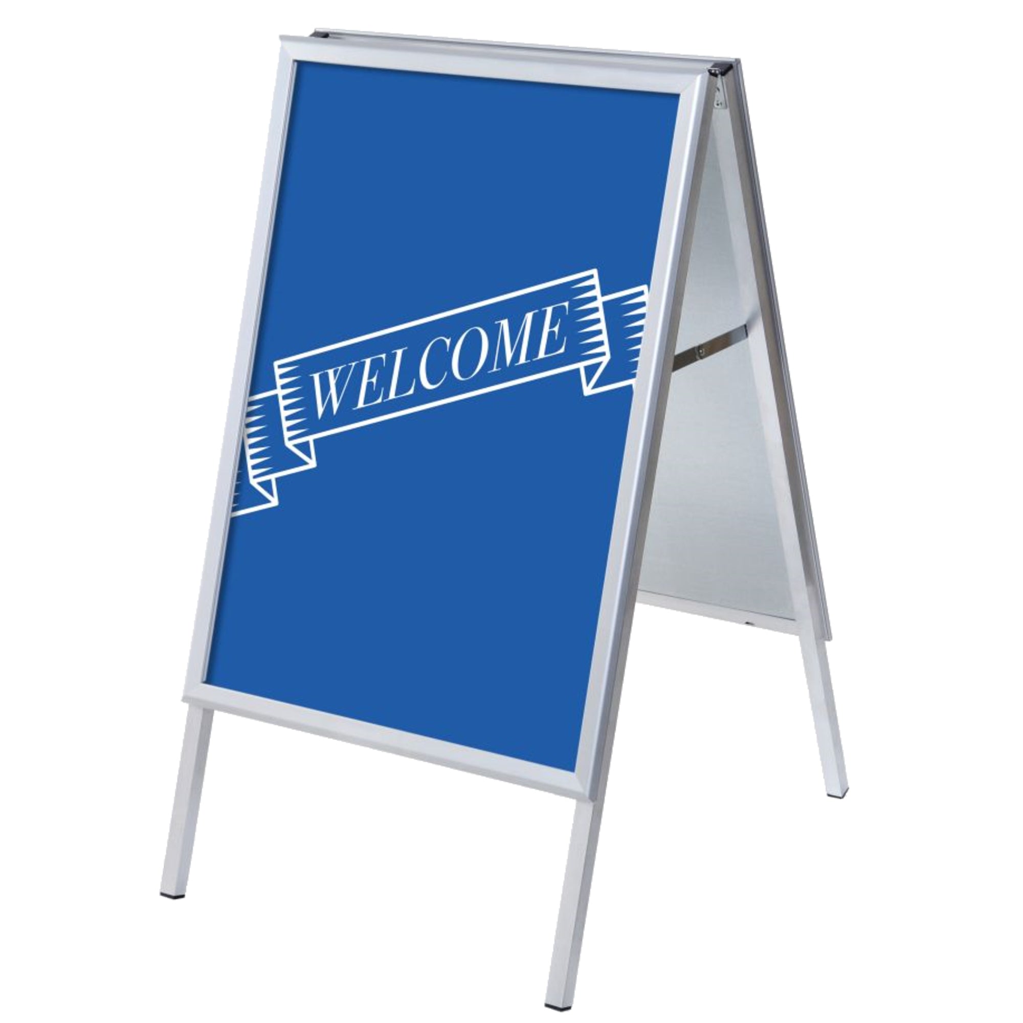 Showdown Kundenstopper A1 Set Willkommen bl engl