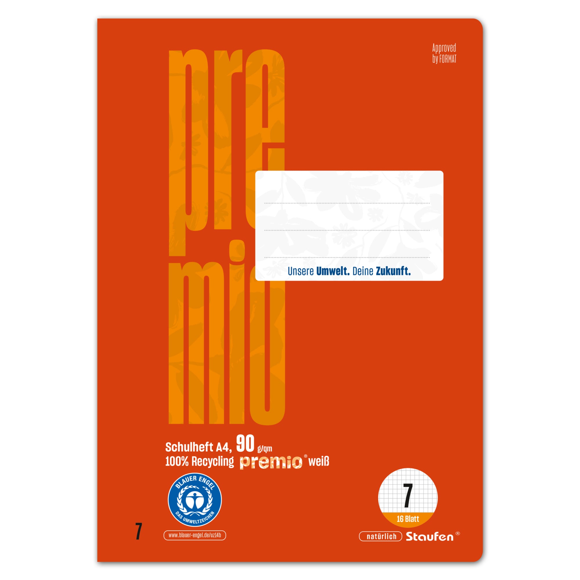 Staufen Schulheft Premio A4 90g 16Bl Lin7 kar, DIN A4