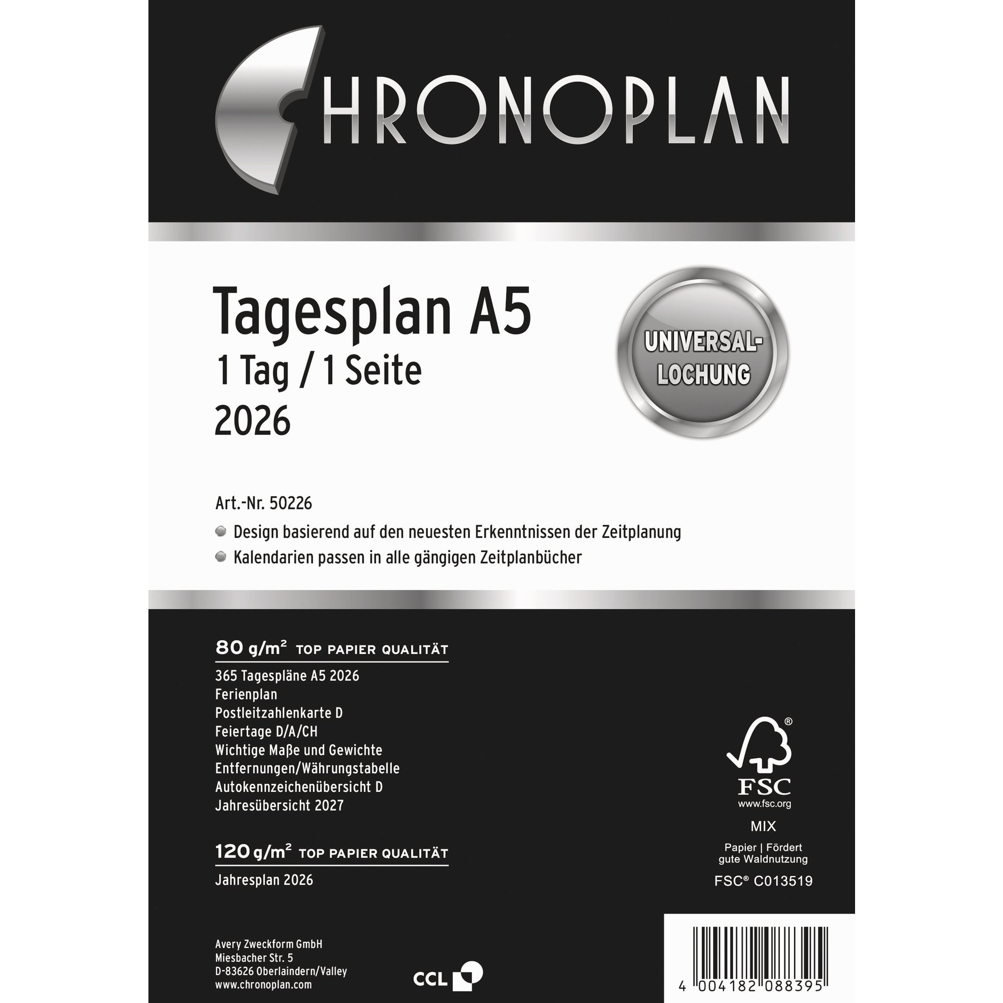 Chronoplan Einlage Kalender, DIN A5