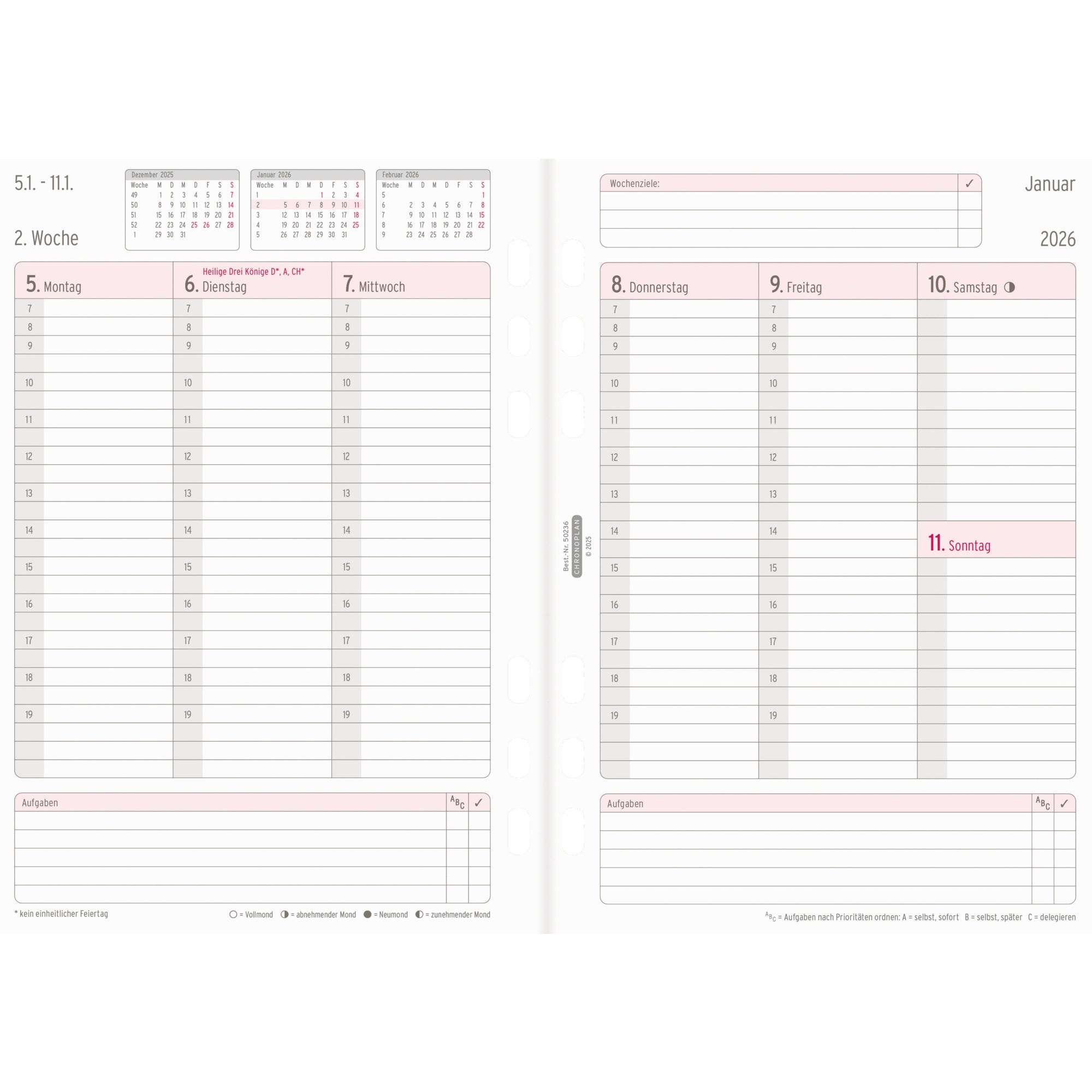 Chronoplan Einlage Kalender, DIN A5