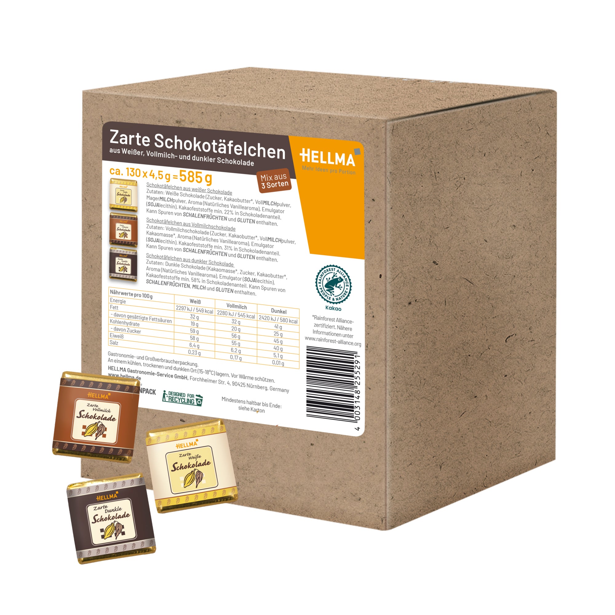 Hellma Schokolade Zarte Schokotäfelchen