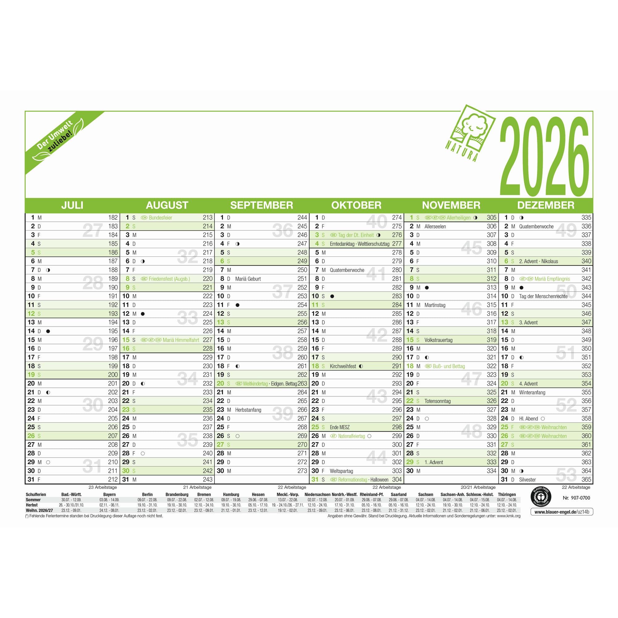 ZETTLER Tafelkalender Natura