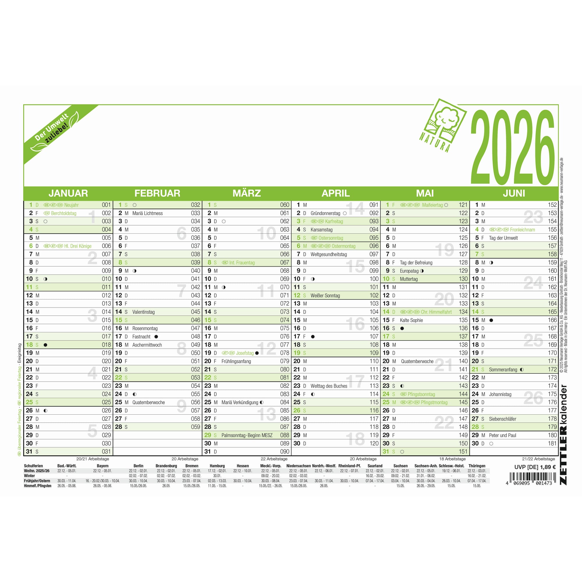 ZETTLER Tafelkalender Natura