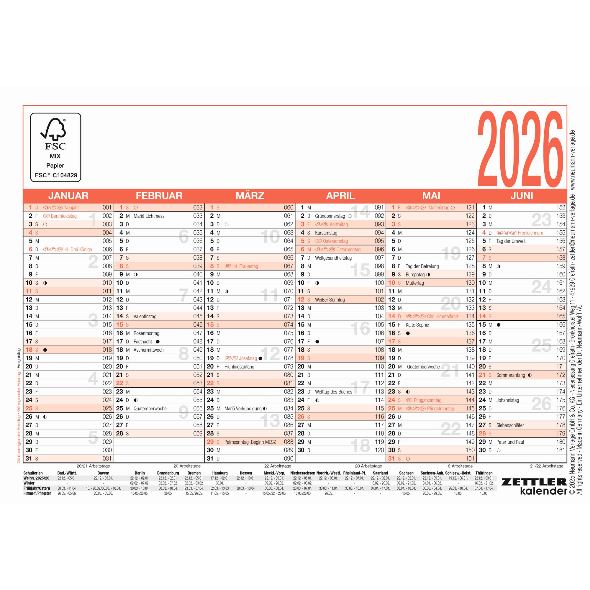 Zettler Tafelkalender 900