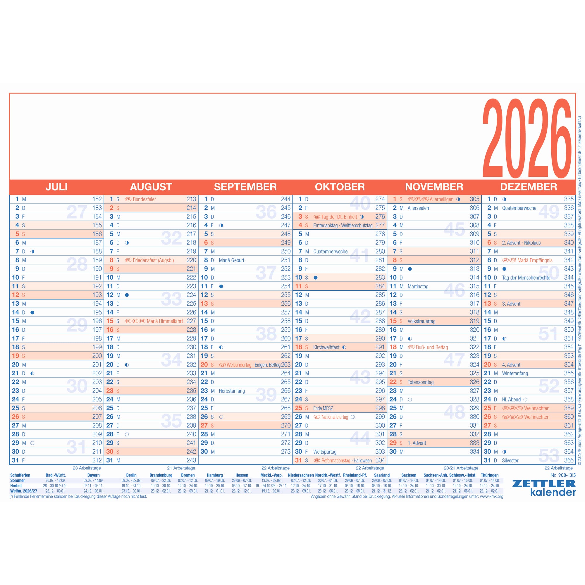 ZETTLER Tafelkalender