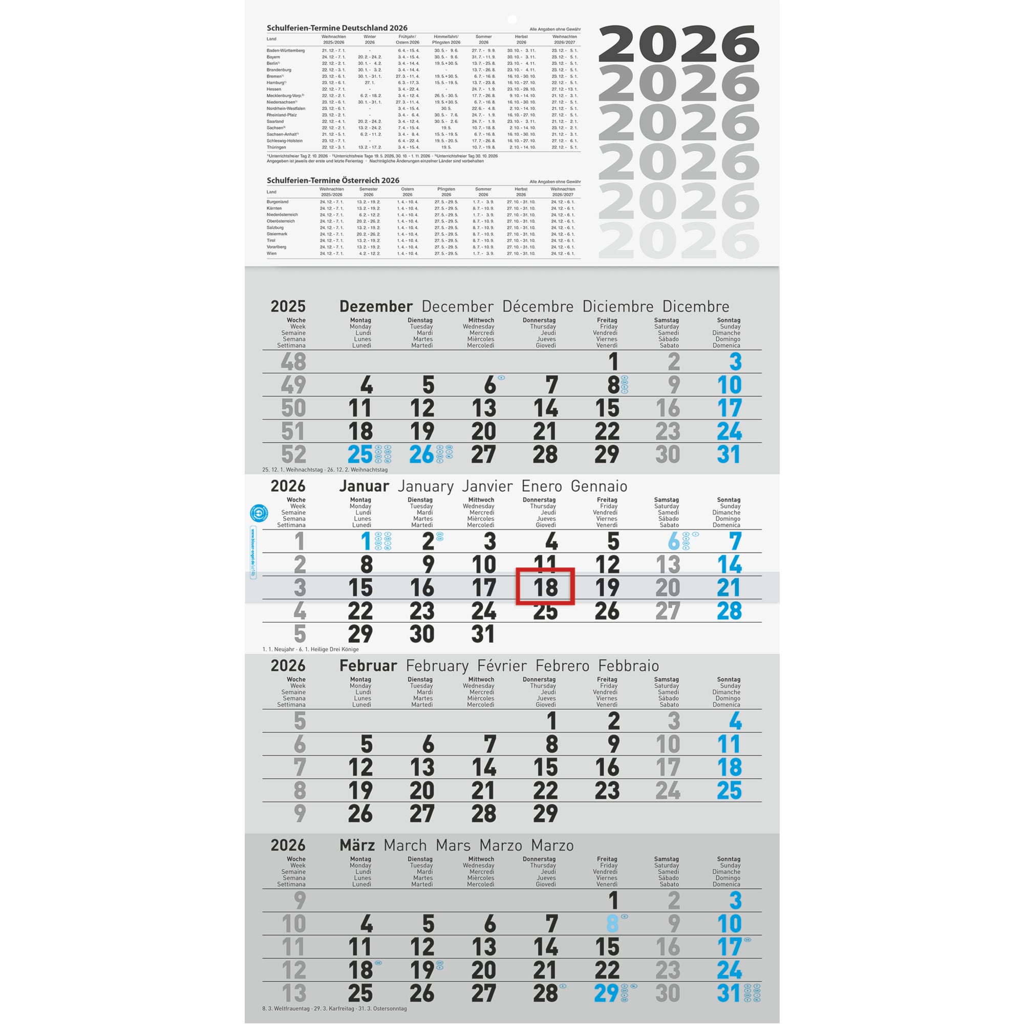 Glocken Wandkalender