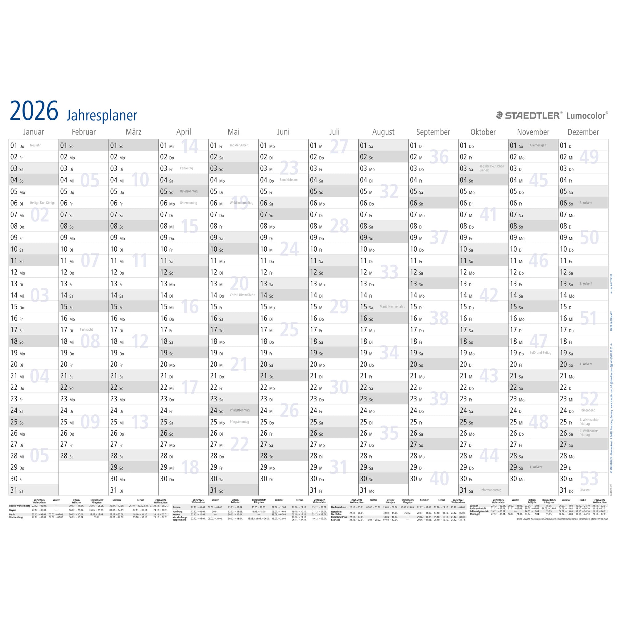 Staedtler Plakatkalender Lumocolor®