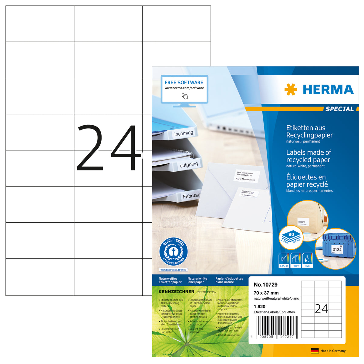 Herma Etikett 70x37mm ws 1920St