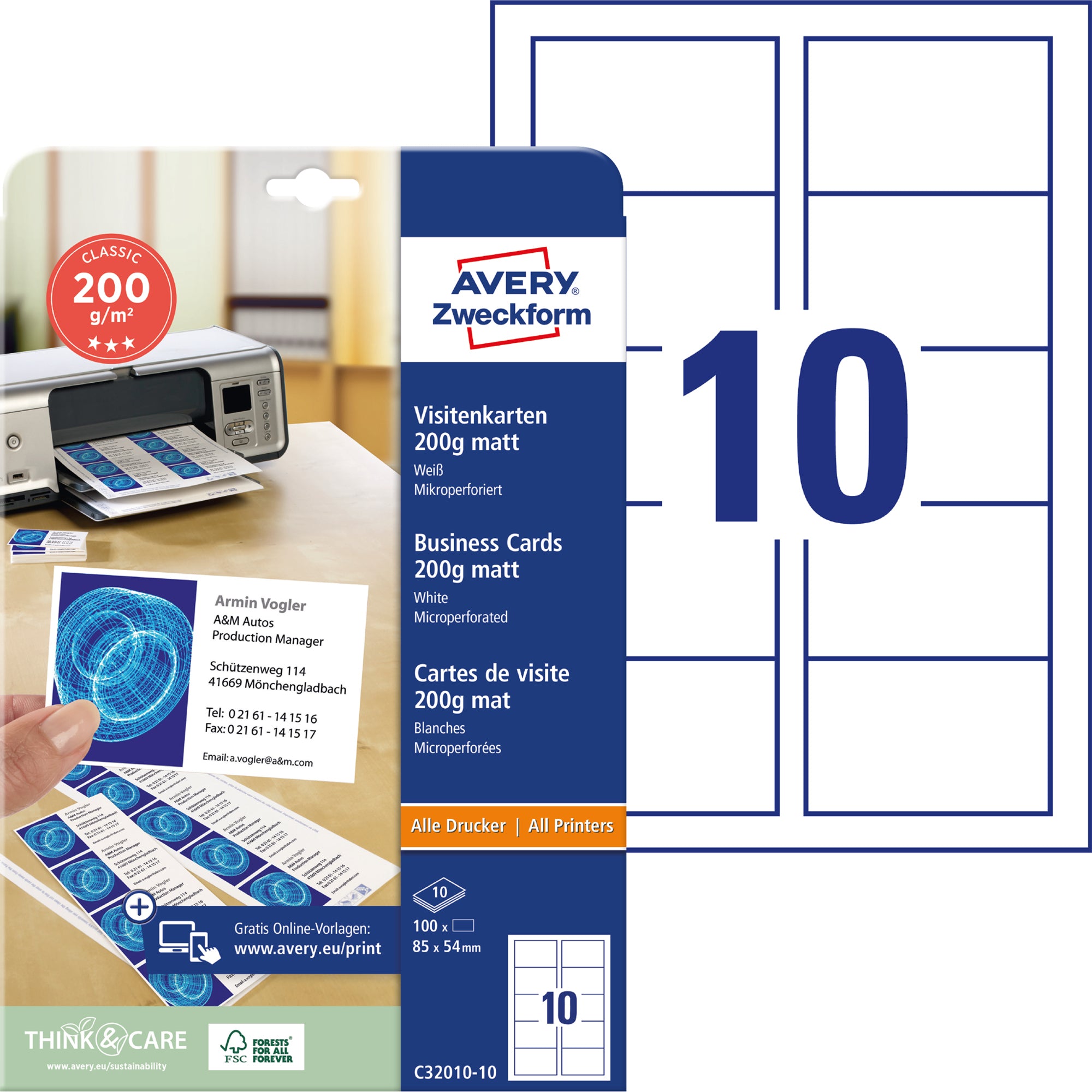 Avery Visitenkarte Classic, DIN A4