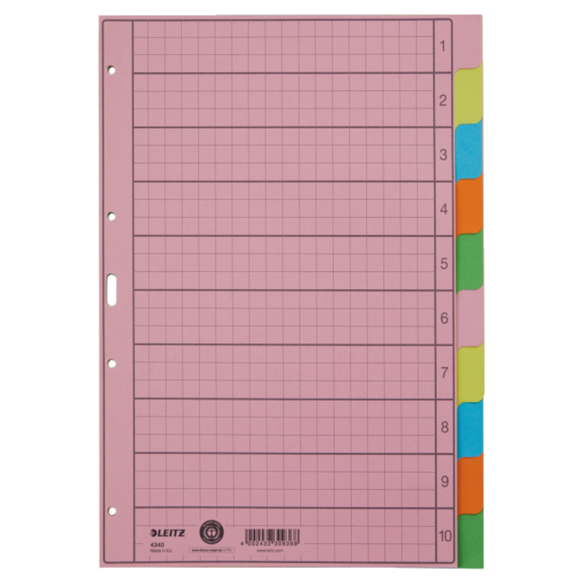 Leitz Register blanko DIN A4 10teilig Papier sort