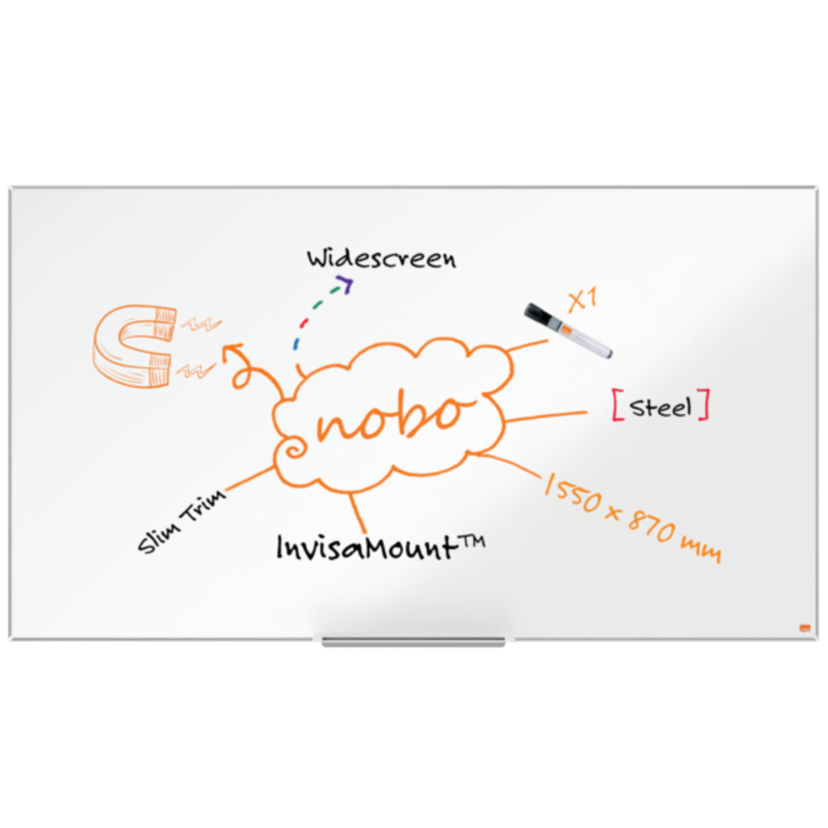 Nobo Whiteboard Impression Pro Stahl Widescreen