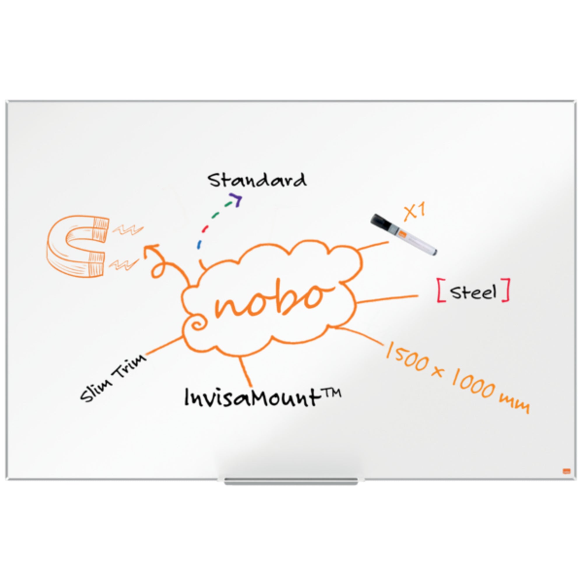 Nobo Whiteboard Impression Pro Stahl