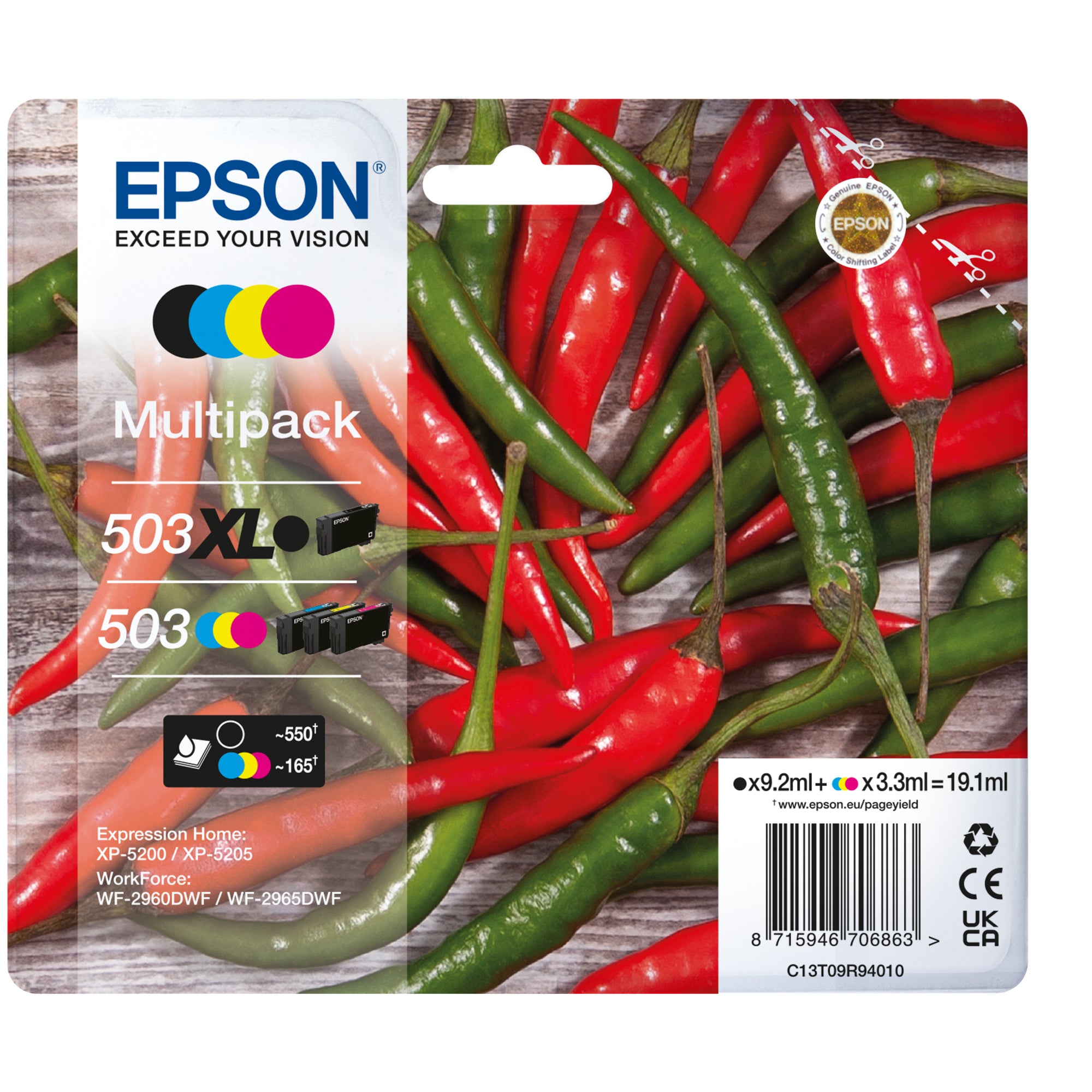Epson Tintenpatrone, schwarz, cyan, magenta, gelb
