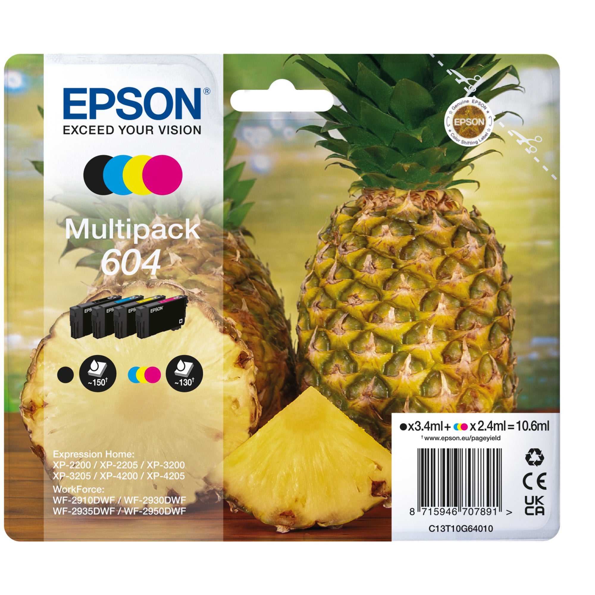 Epson Tintenpatrone, schwarz, cyan, magenta, gelb