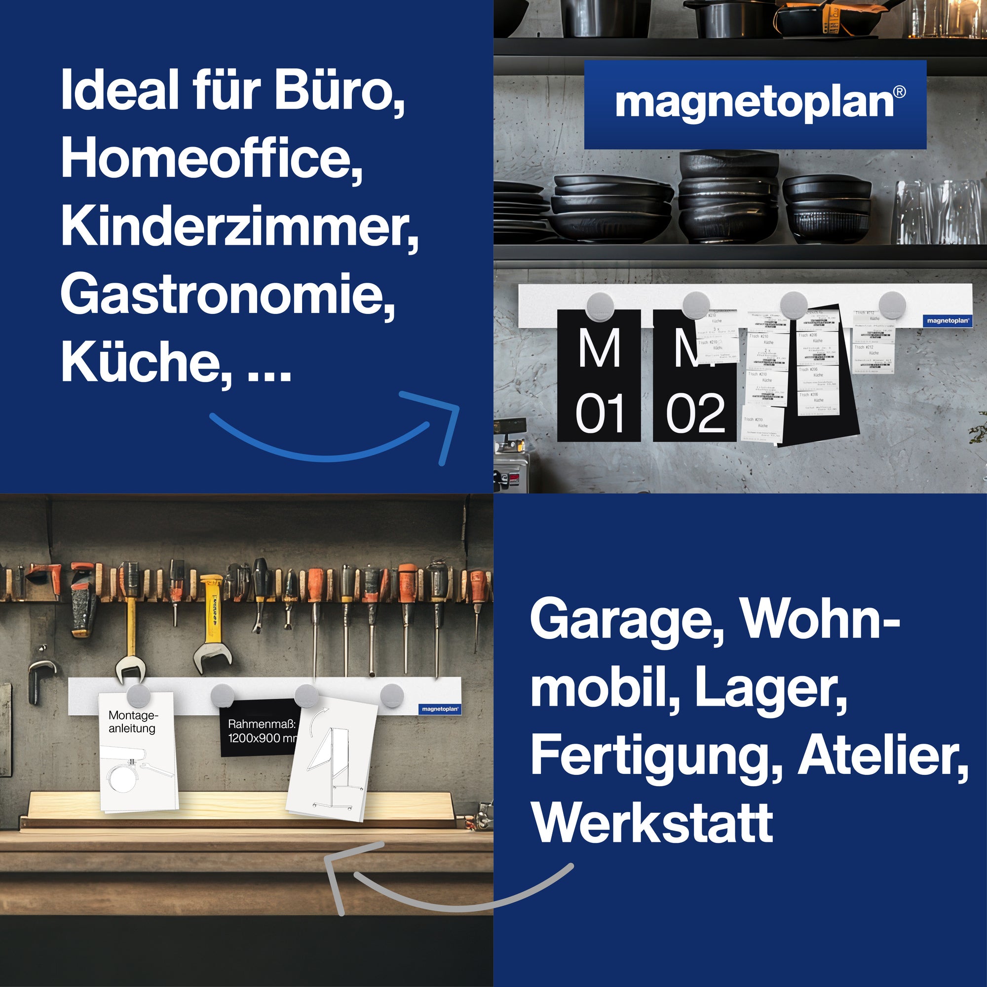 magnetoplan Leiste magnetowand 5x50cm ws +4Mag.