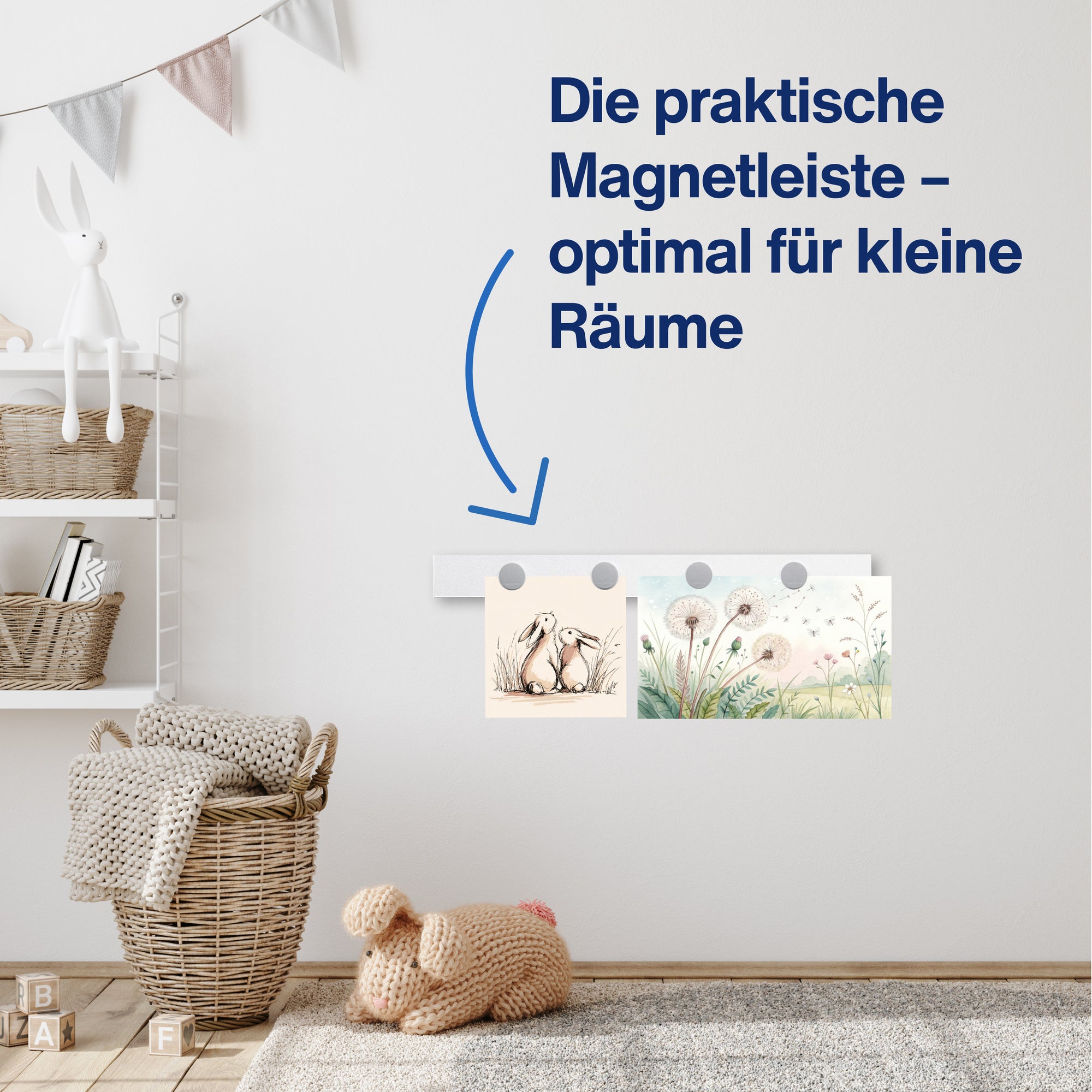 magnetoplan Leiste magnetowand 5x50cm ws +4Mag.