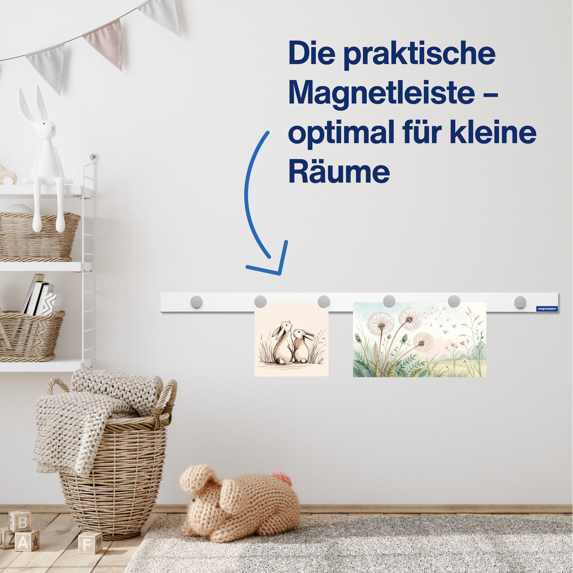 magnetoplan Leiste magnetowand 5x100cm ws +6Mag.