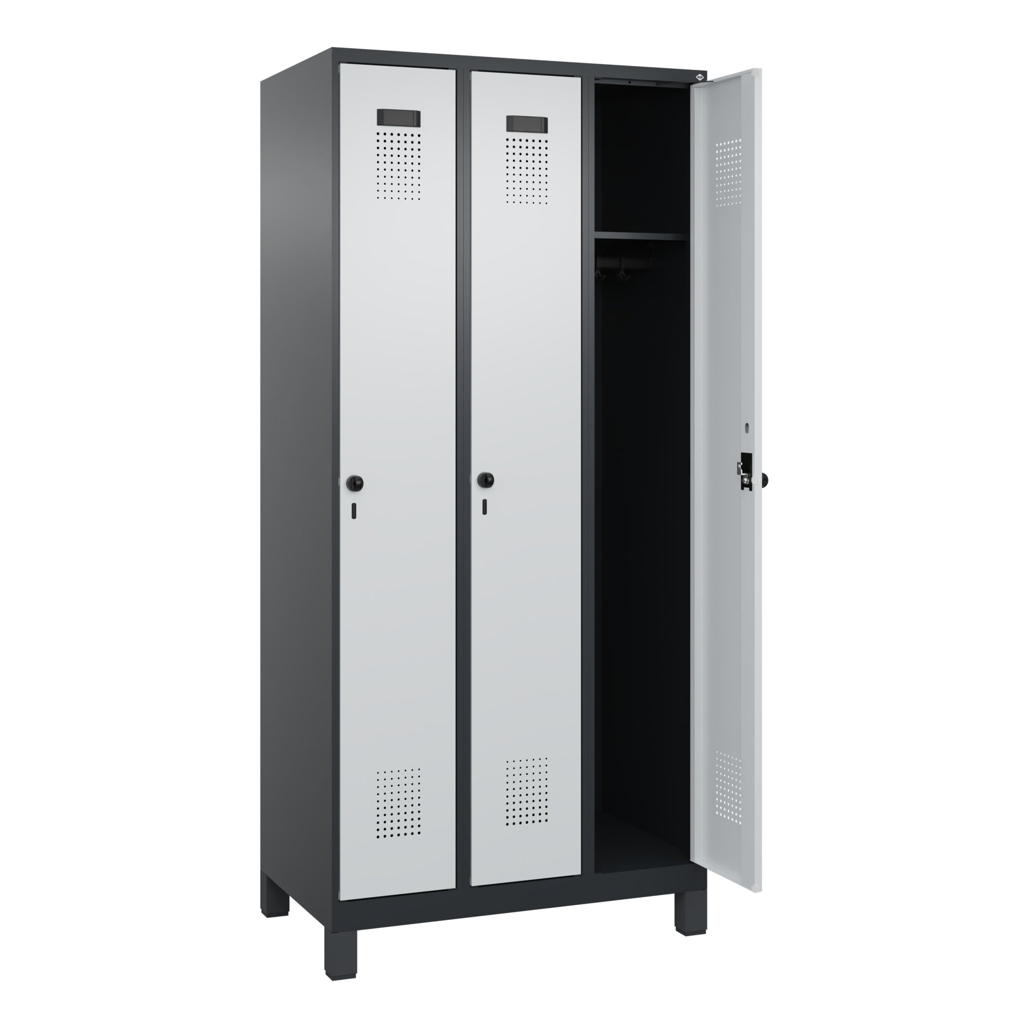 C+P Spind Evolo PLUS Füße 3Abt 1950x900x500 sgr/lgr