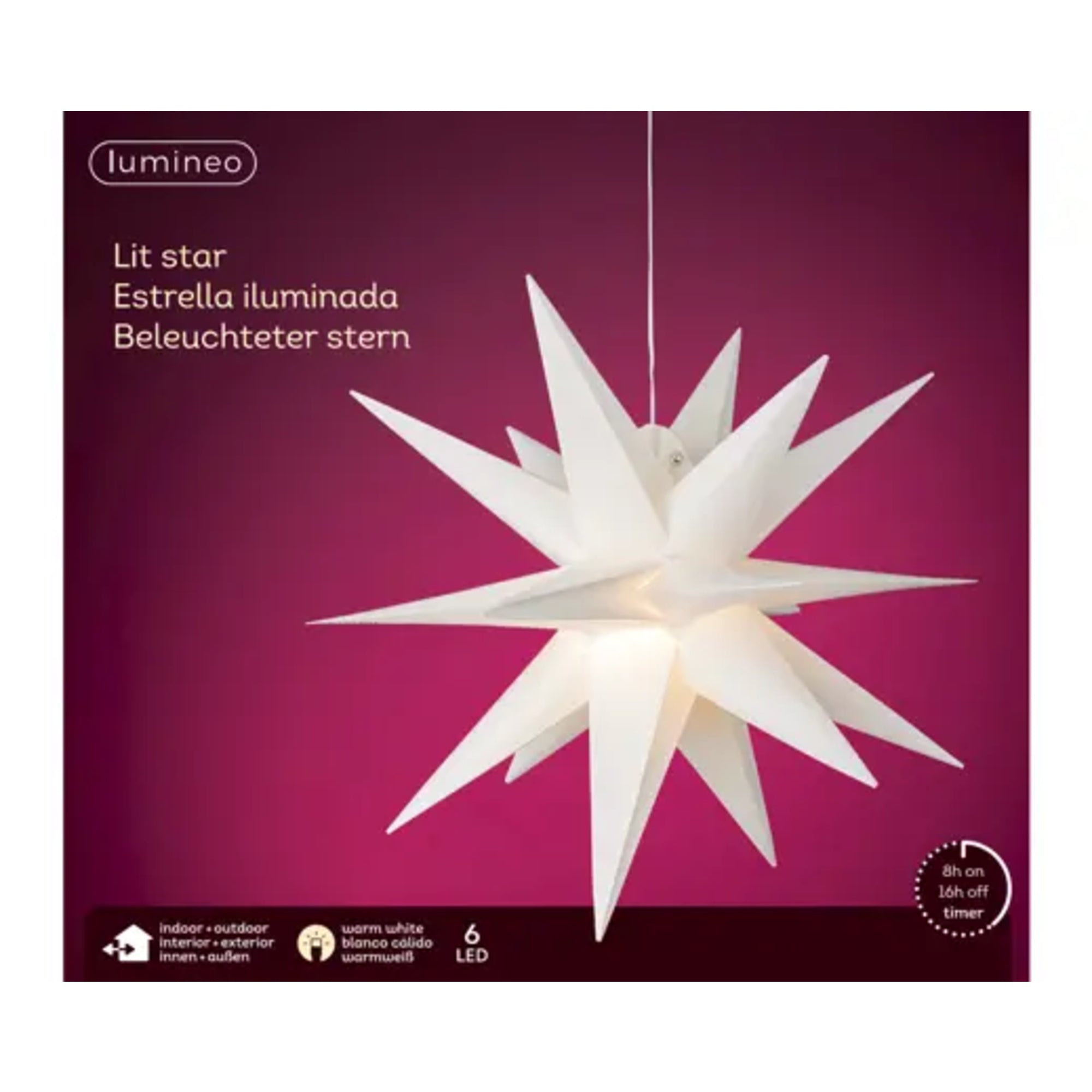 Lumineo Stern LED 40x40cm ws/ws