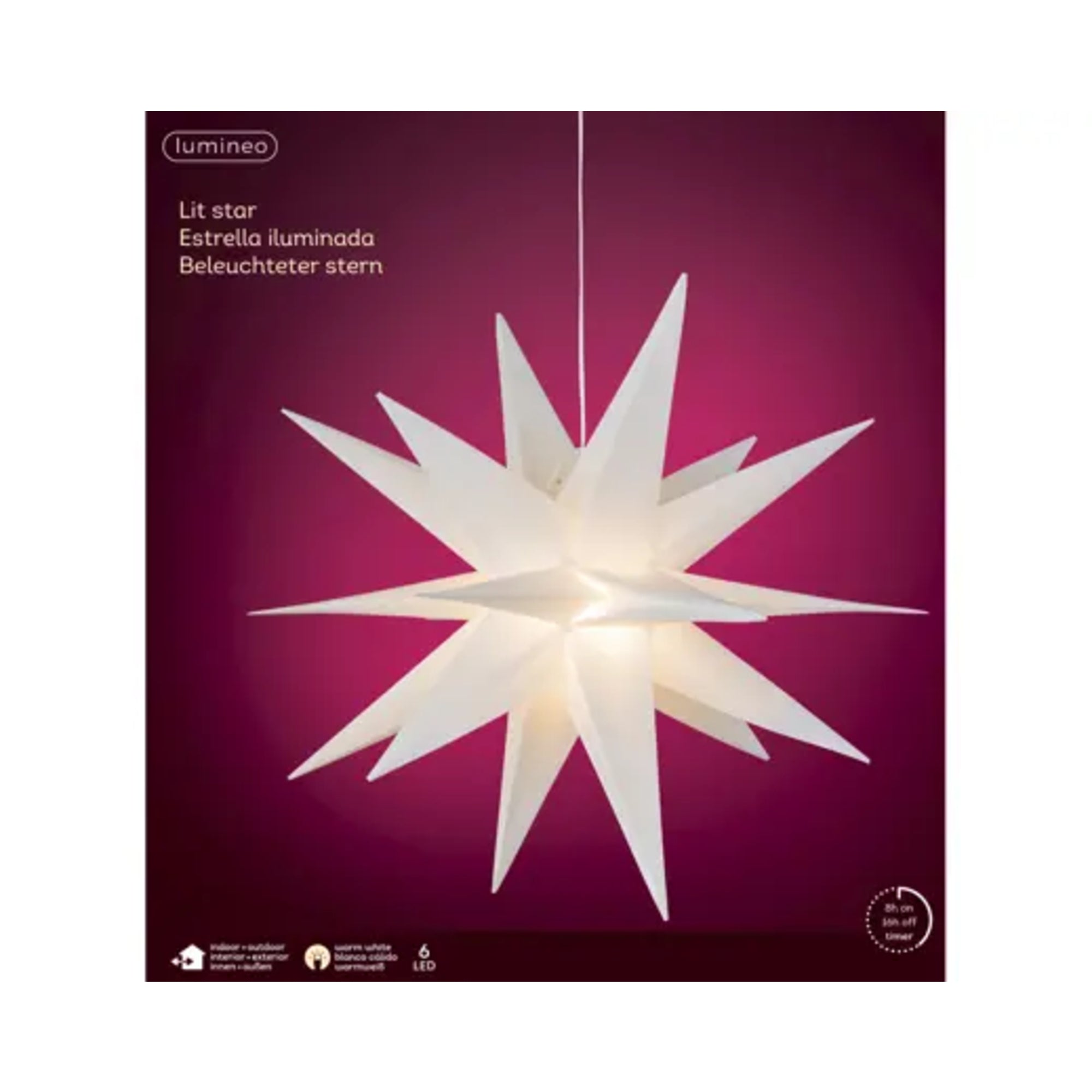 Lumineo Stern LED 60x60cm ws/ws